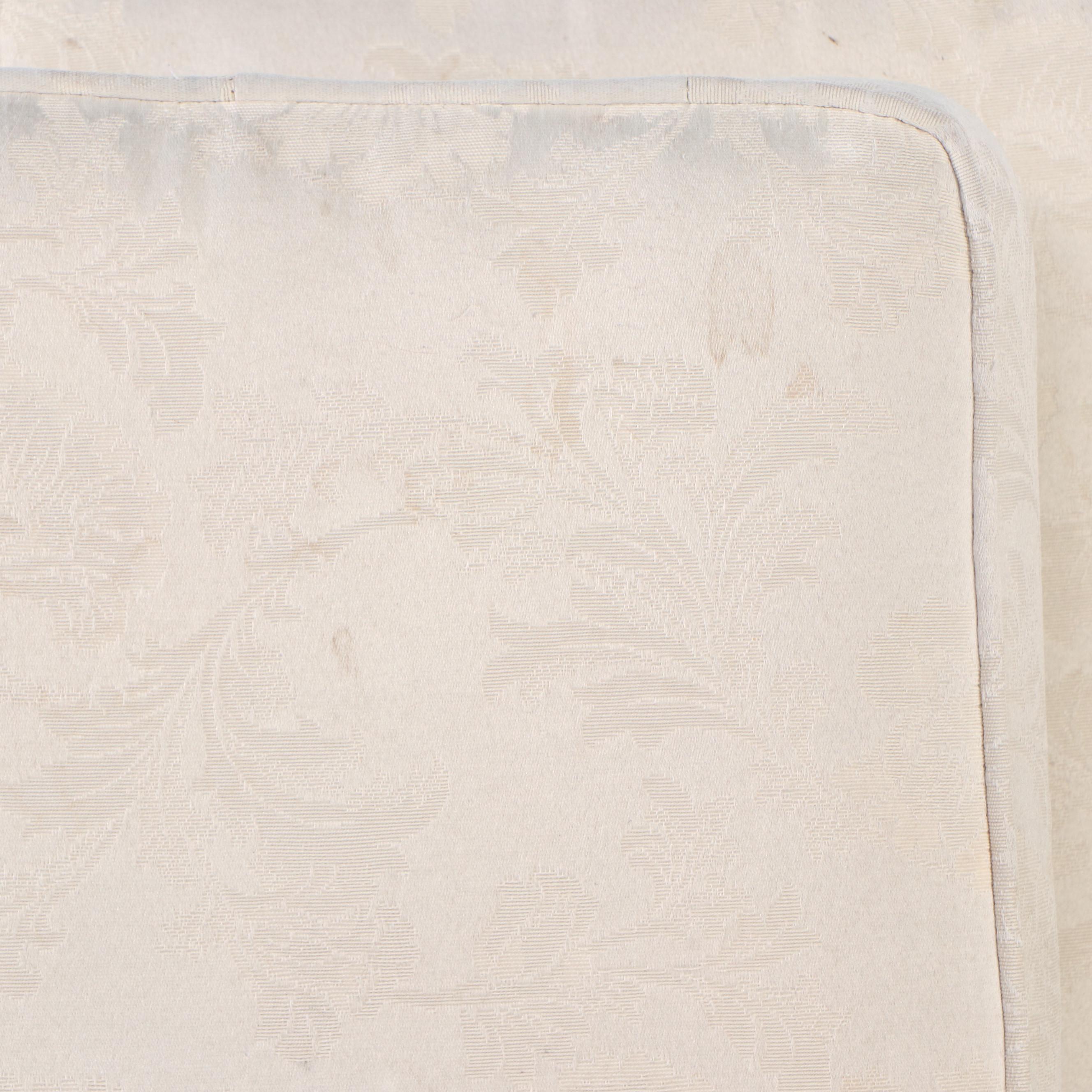 White Damask Upholstered Loveseat