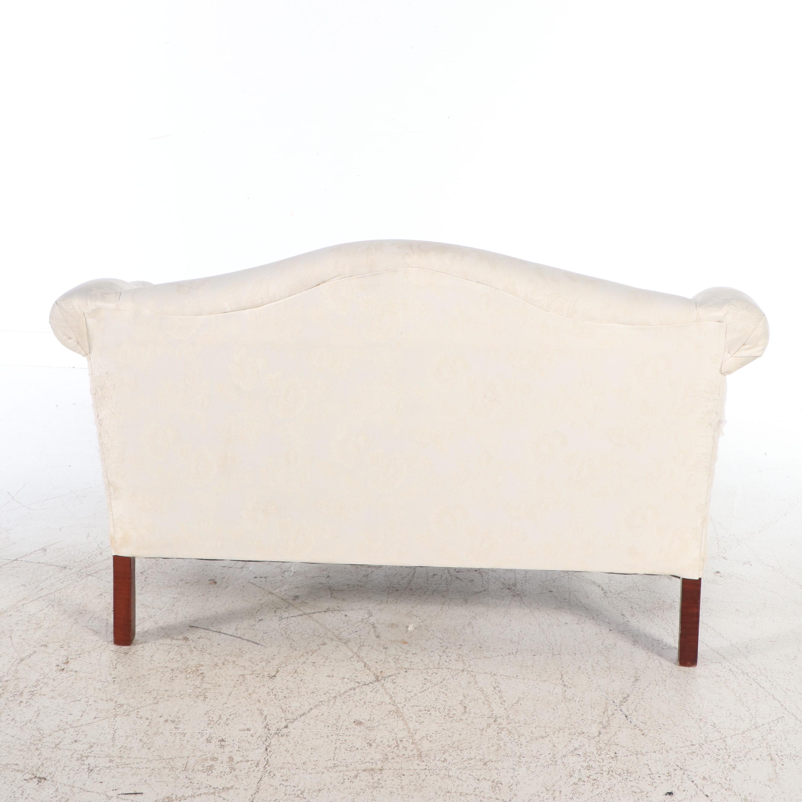 White Damask Upholstered Loveseat