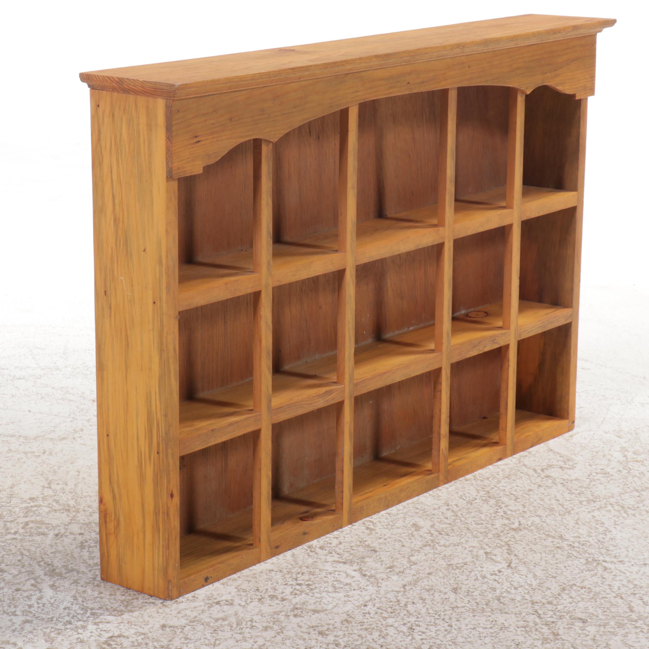 Colonial Style Oak Wall Hanging Pewter Cabinet