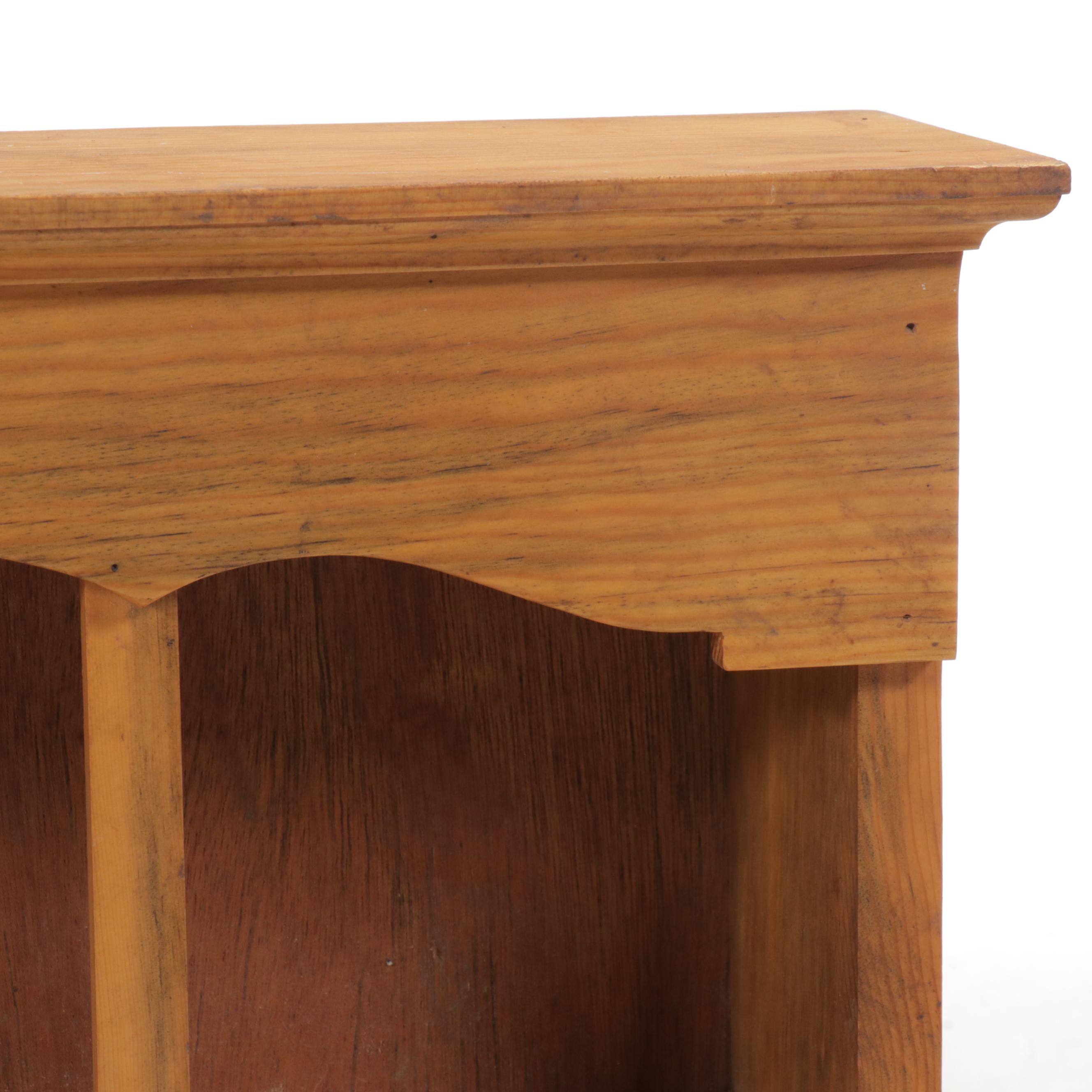 Colonial Style Oak Wall Hanging Pewter Cabinet