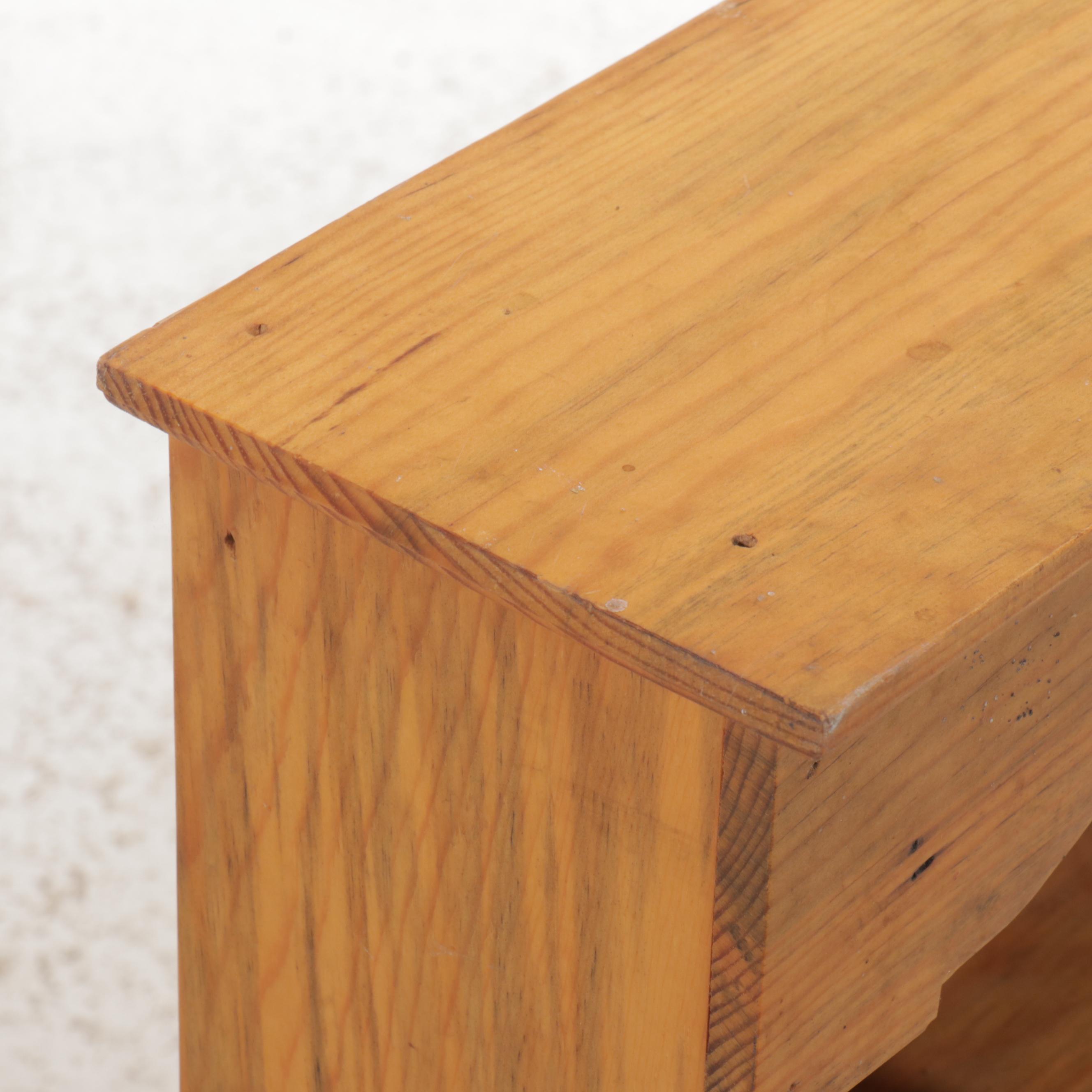 Colonial Style Oak Wall Hanging Pewter Cabinet