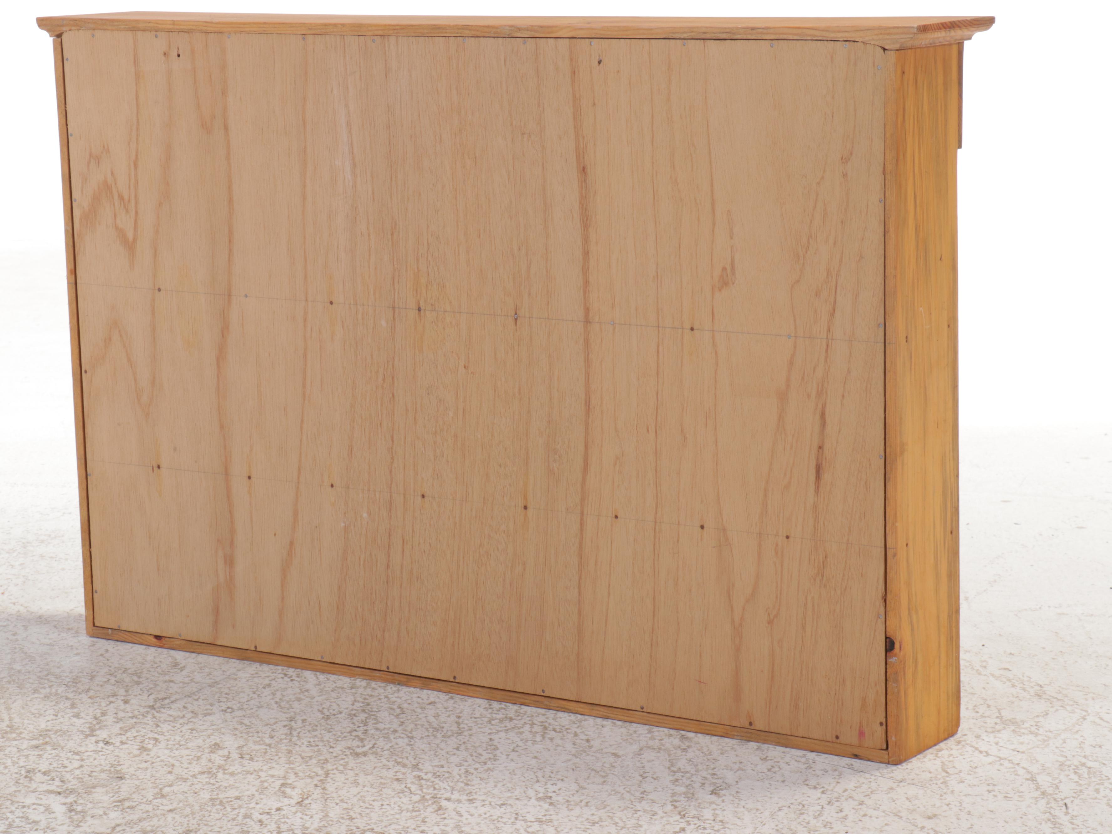 Colonial Style Oak Wall Hanging Pewter Cabinet