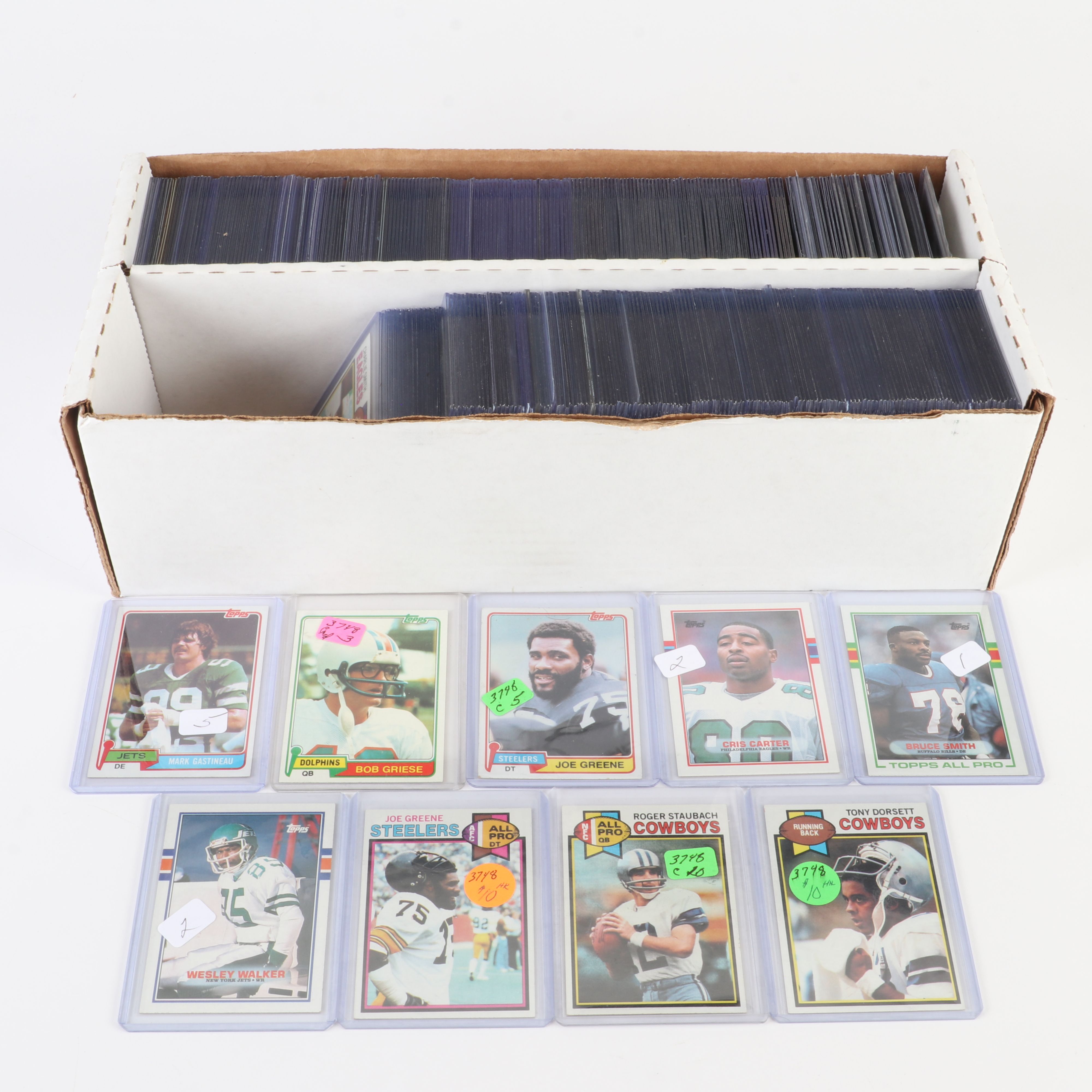 Topps Football Cards Featuring Bob Griese, Cris Carter, and More