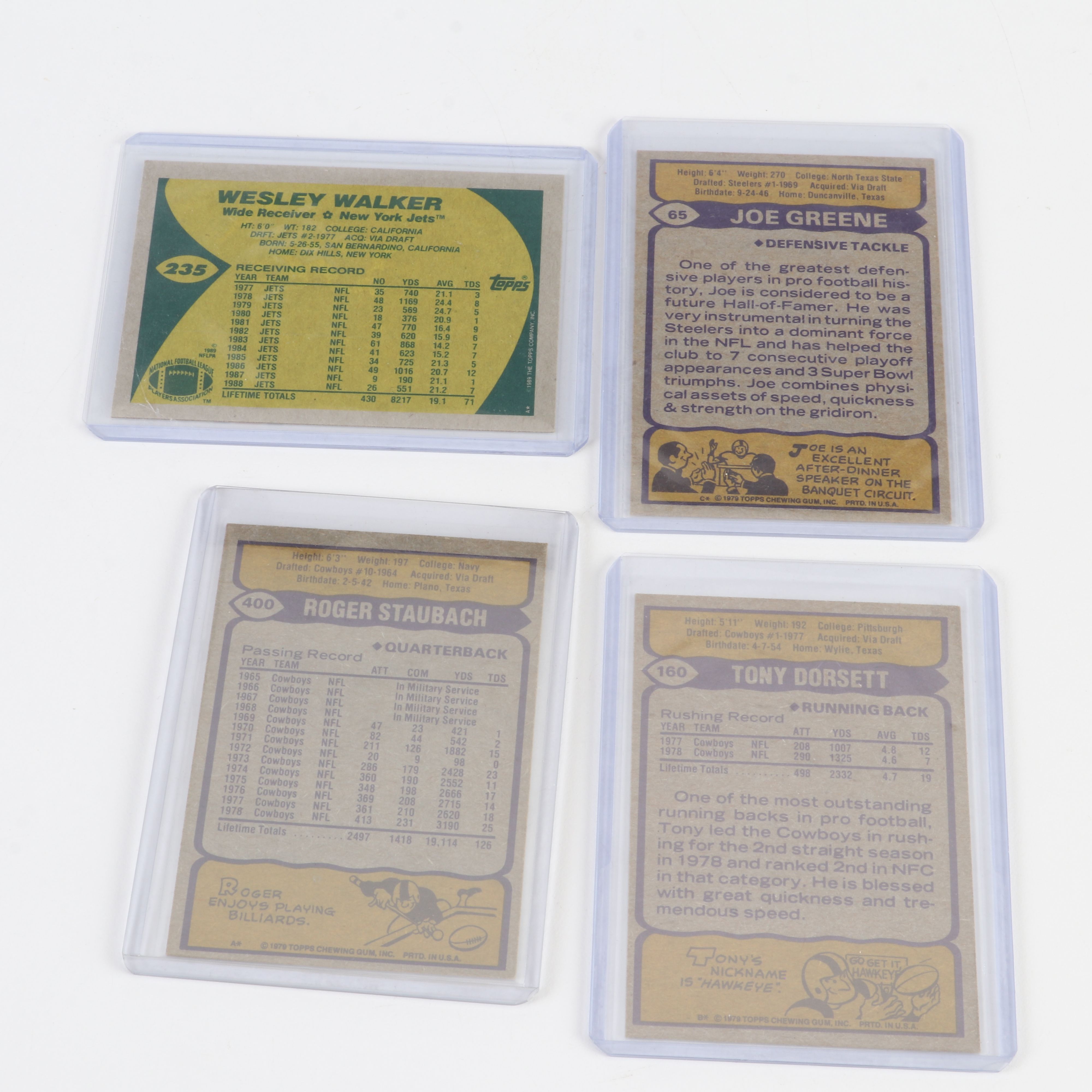 Topps Football Cards Featuring Bob Griese, Cris Carter, and More