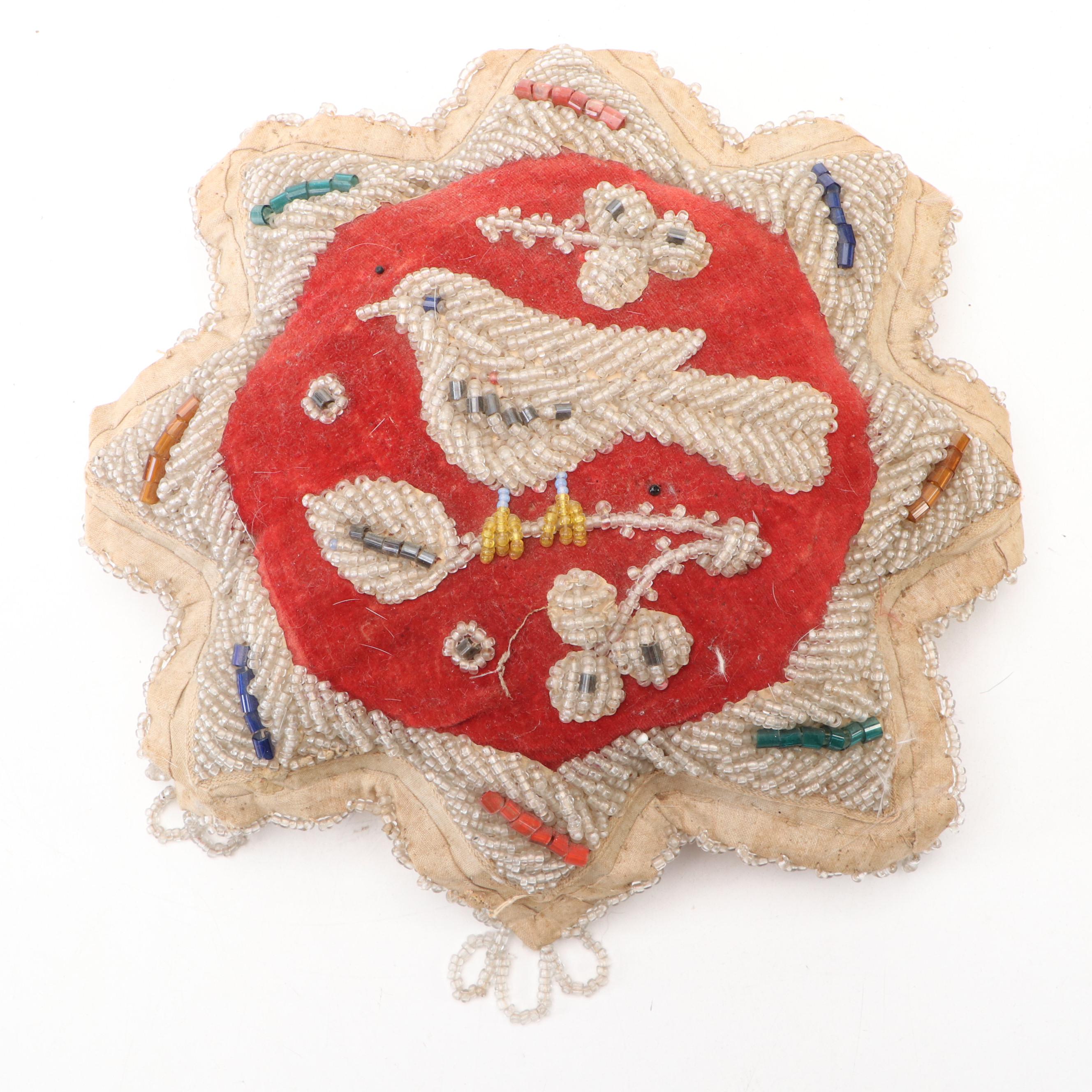 Handmade Native American Iroquois Beaded Bird Whimsy, 19th Century