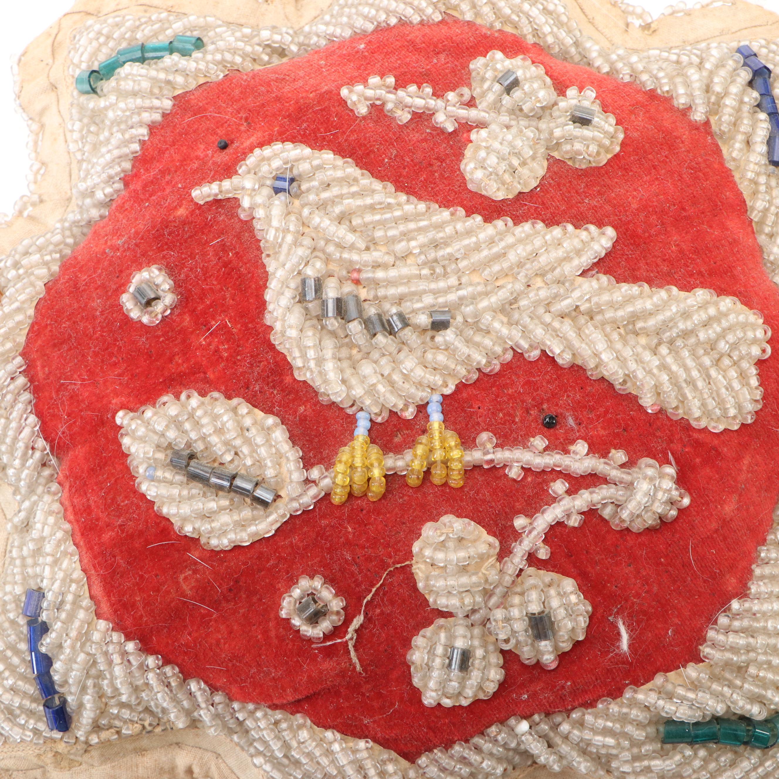 Handmade Native American Iroquois Beaded Bird Whimsy, 19th Century