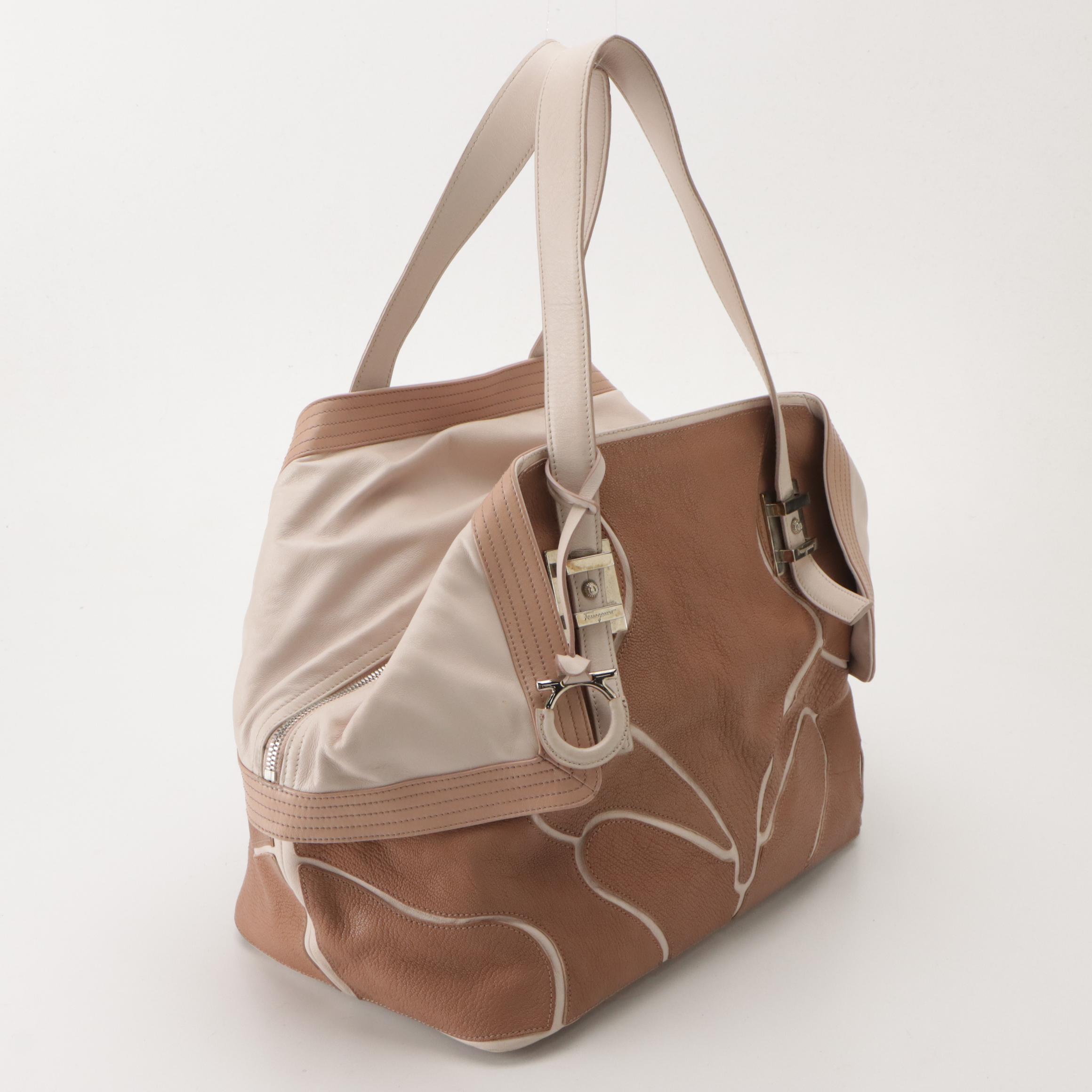 Salvatore Ferragamo Folded Corner Origami Satchel in Multi-Tonal Pieced Leather