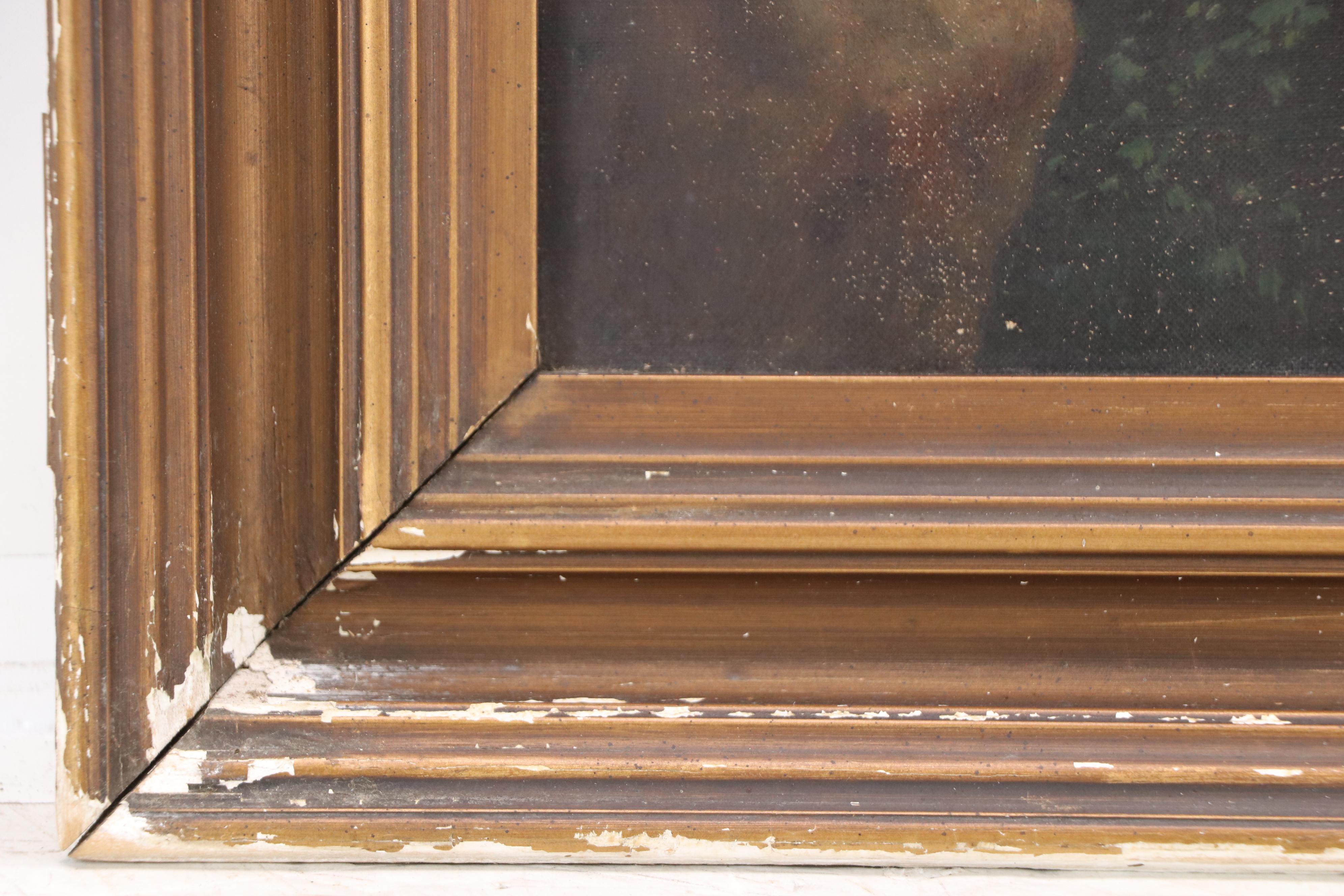 Woodland Oil Painting of Native American Deer Hunt