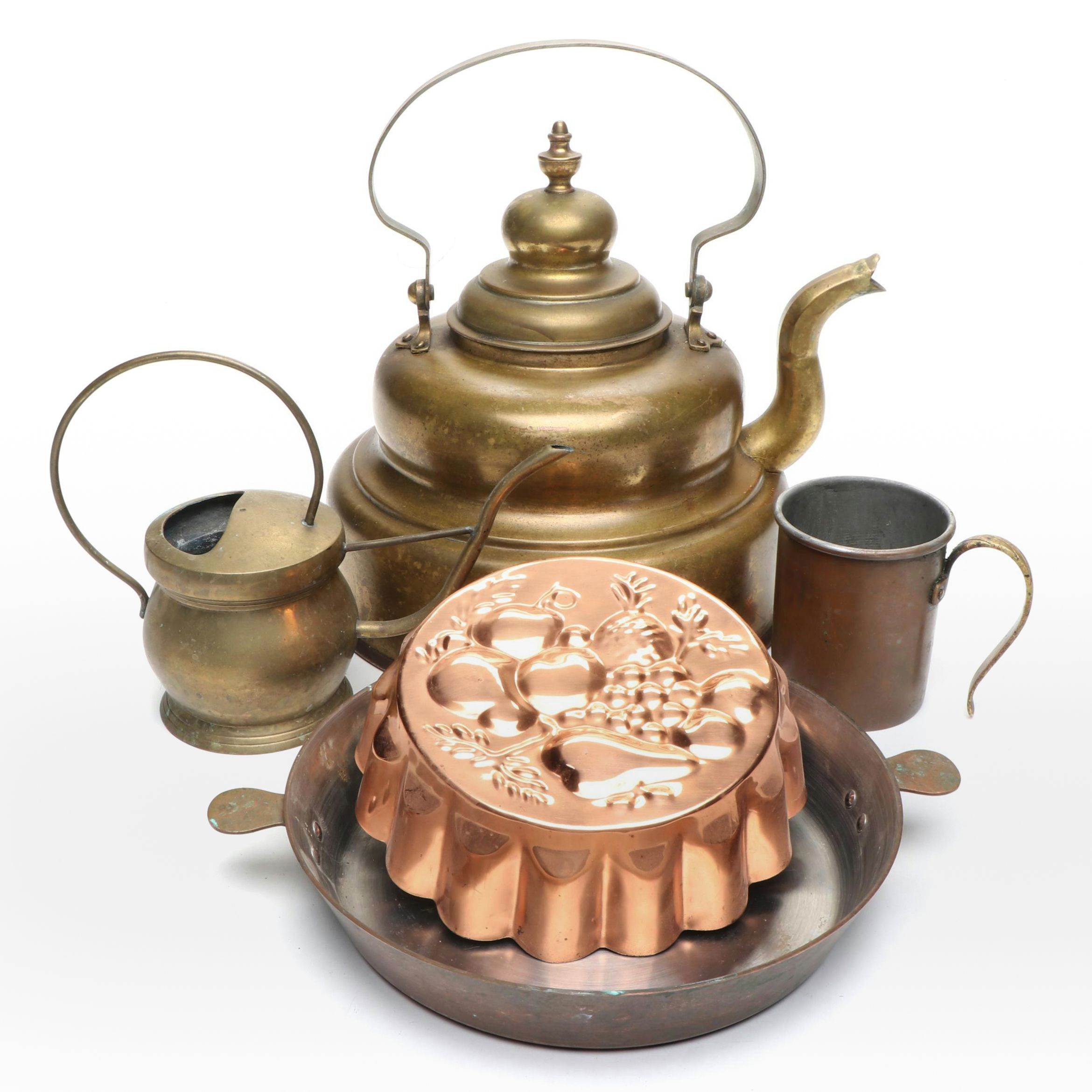 Waldow Tin Lined Copper Mug with Other Brass and Copper Decor