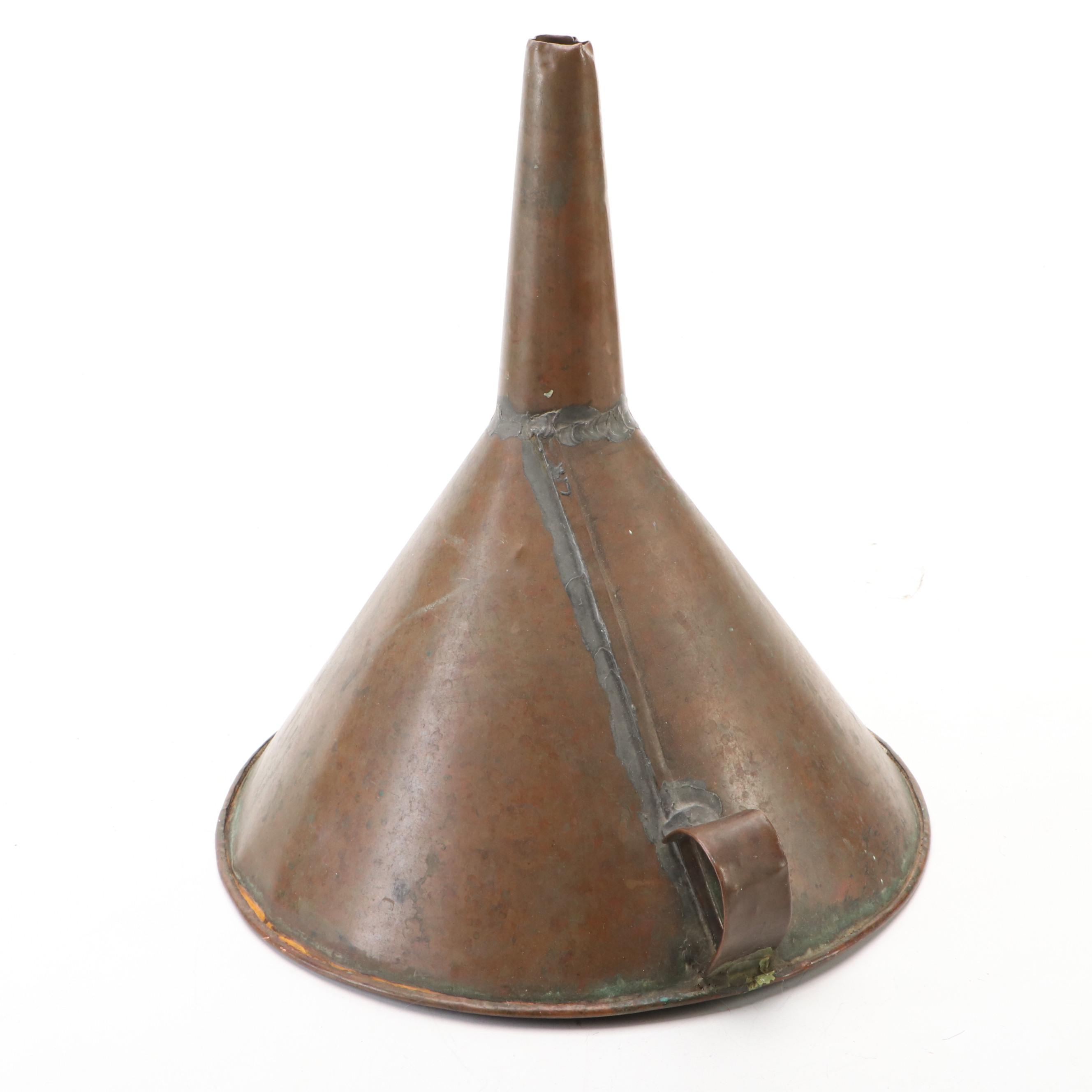 Hand-Forged Rolled Rim Metal Oil Funnel