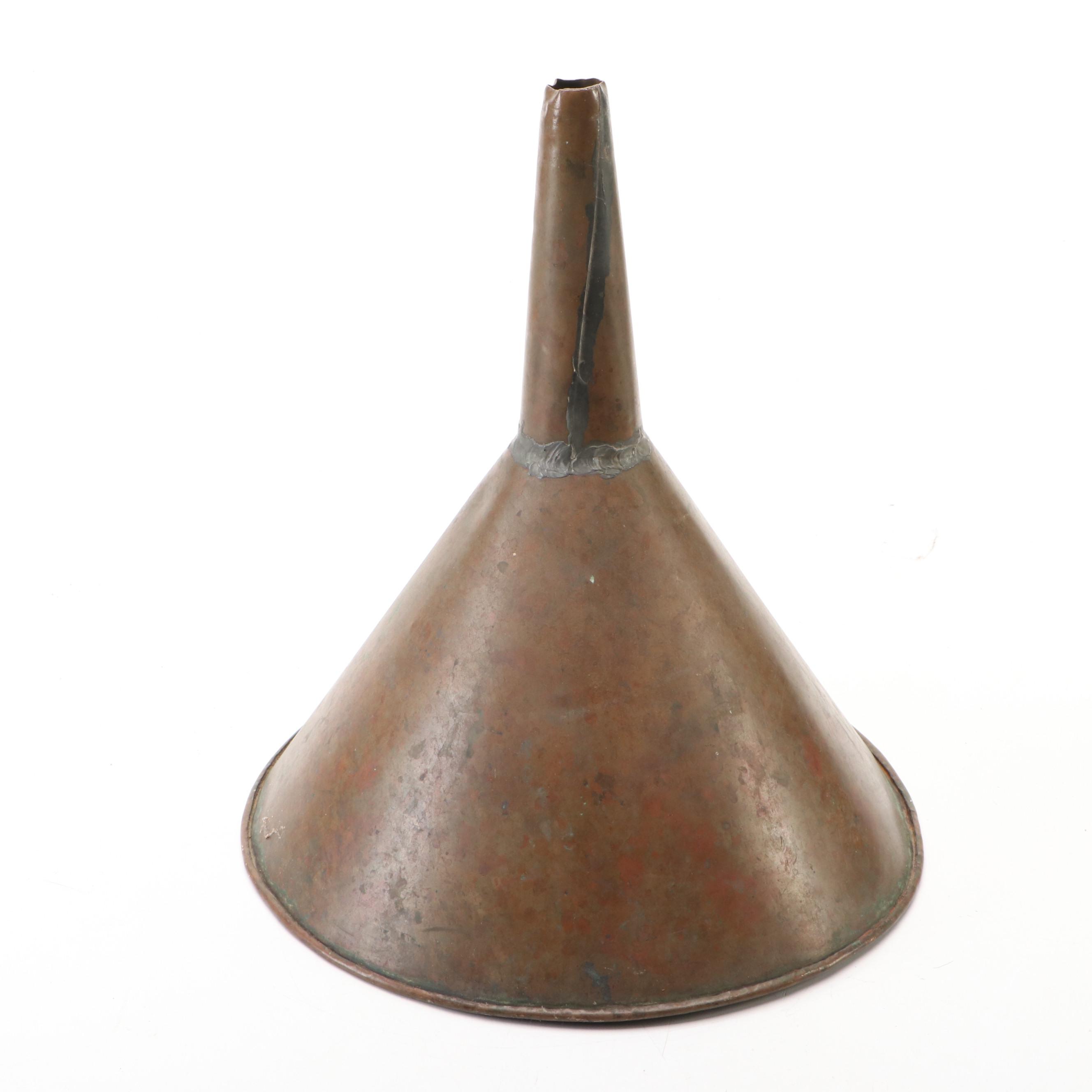 Hand-Forged Rolled Rim Metal Oil Funnel