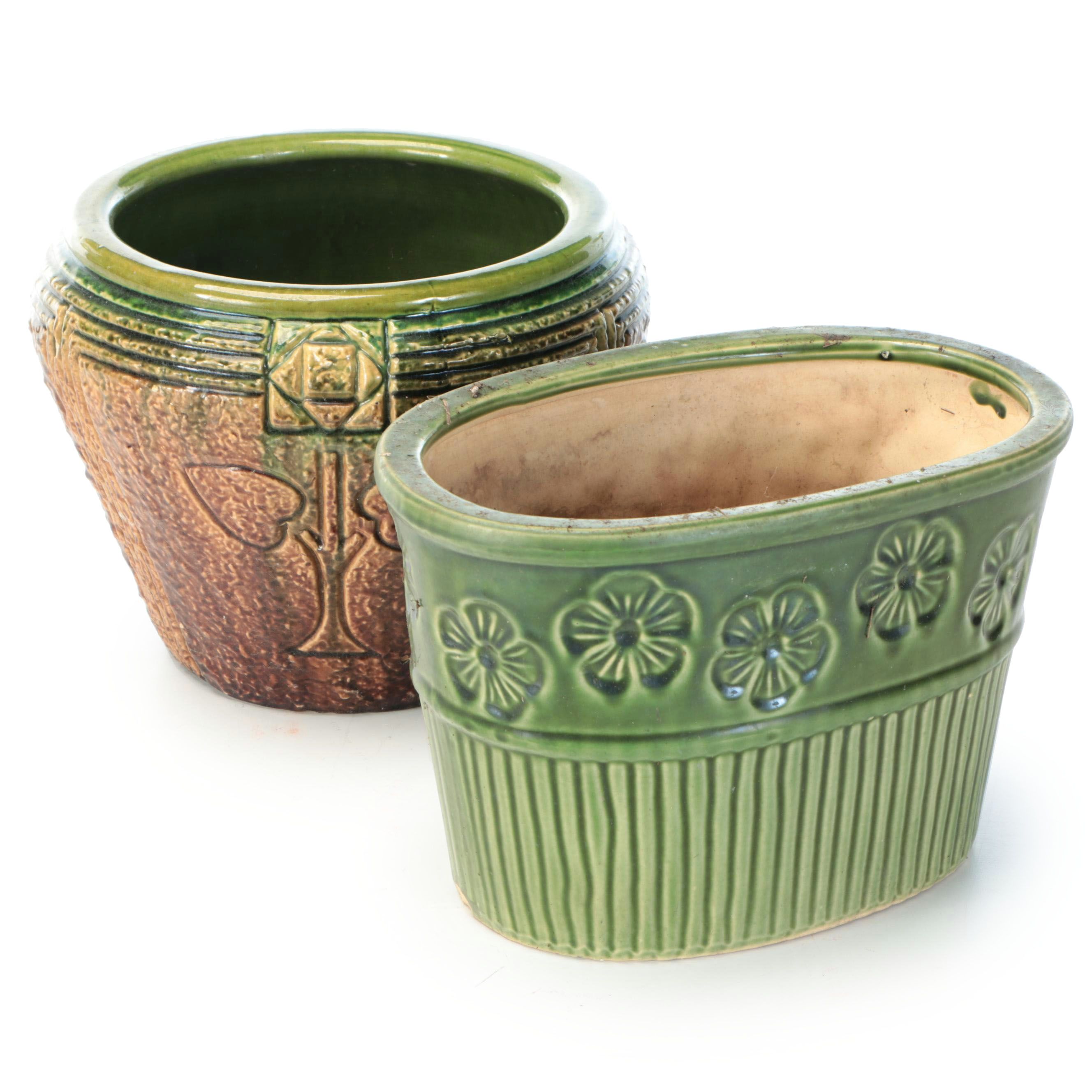 Green Glazed Ceramic Planters