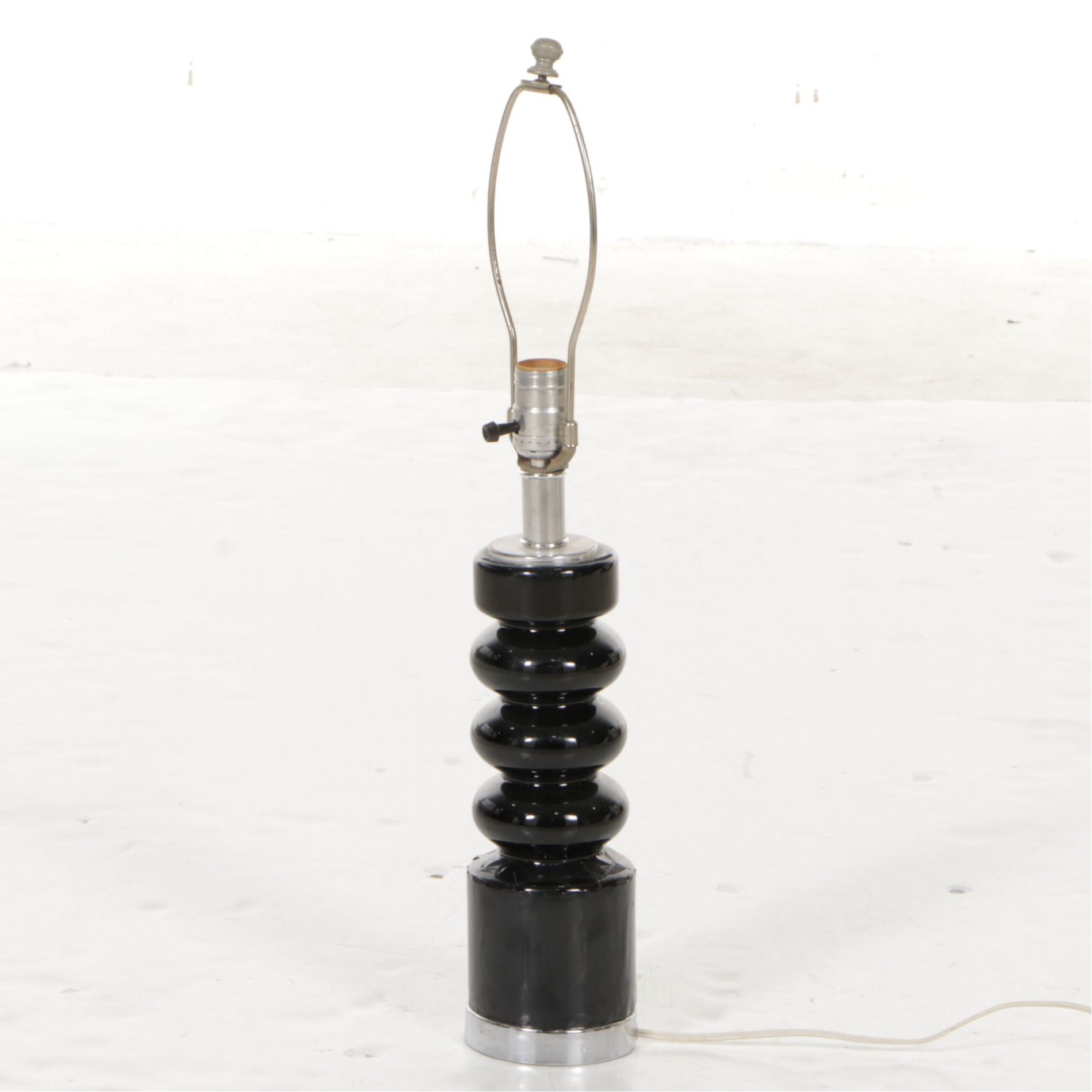 Mid Century Modern Black Pottery Table Lamp, Mid-20th Century