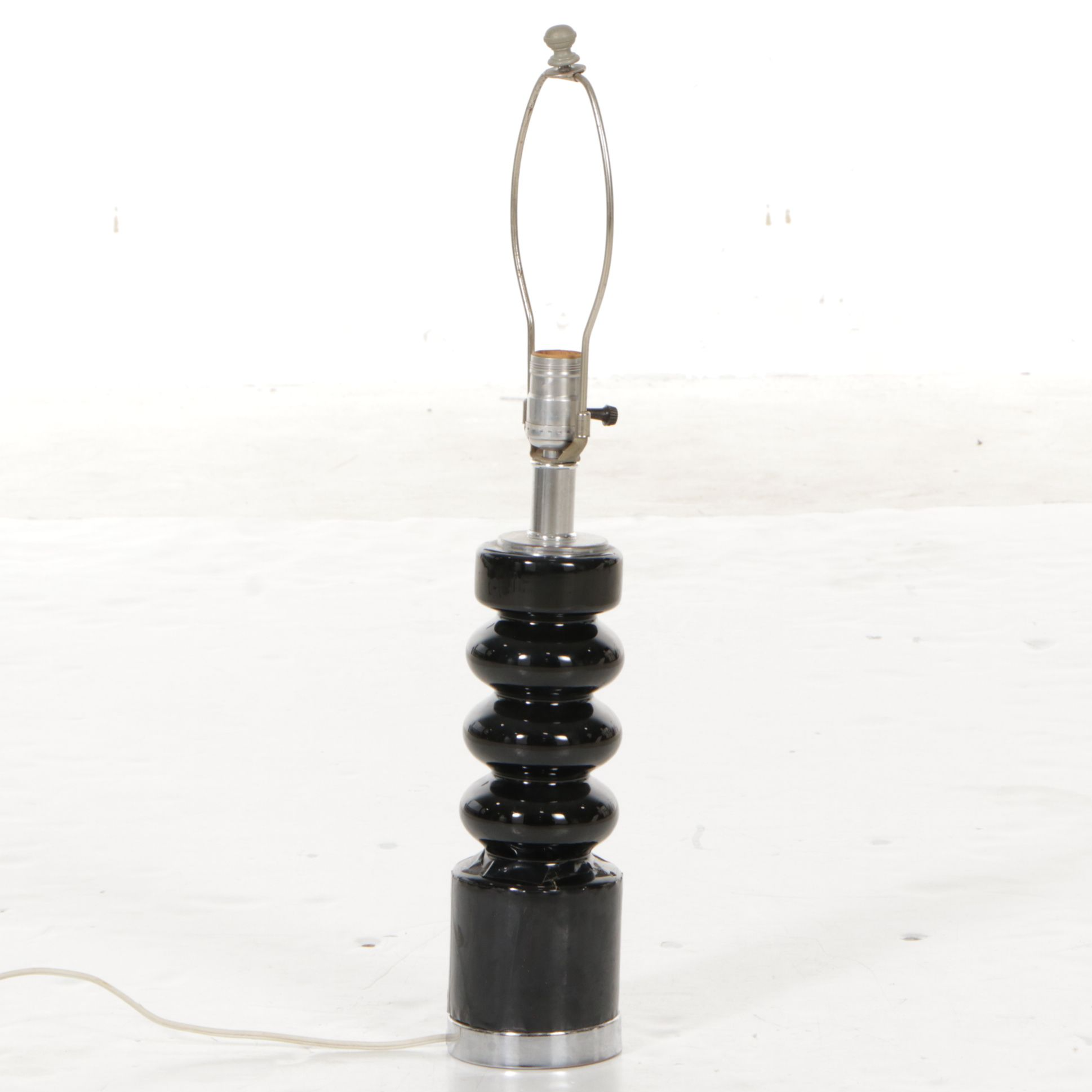 Mid Century Modern Black Pottery Table Lamp, Mid-20th Century