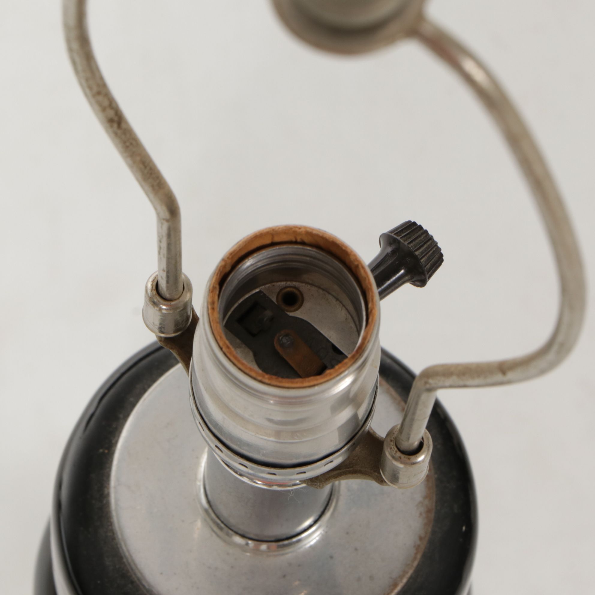 Mid Century Modern Black Pottery Table Lamp, Mid-20th Century