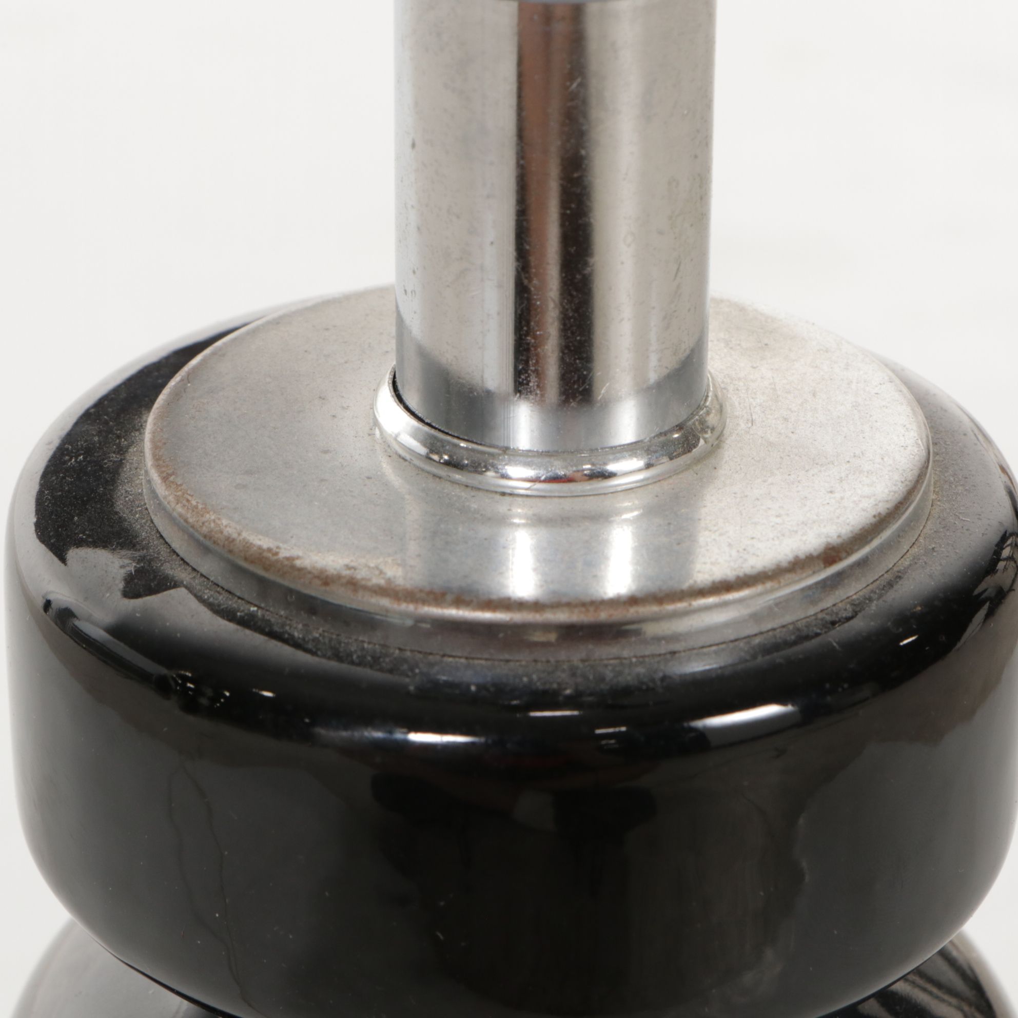 Mid Century Modern Black Pottery Table Lamp, Mid-20th Century