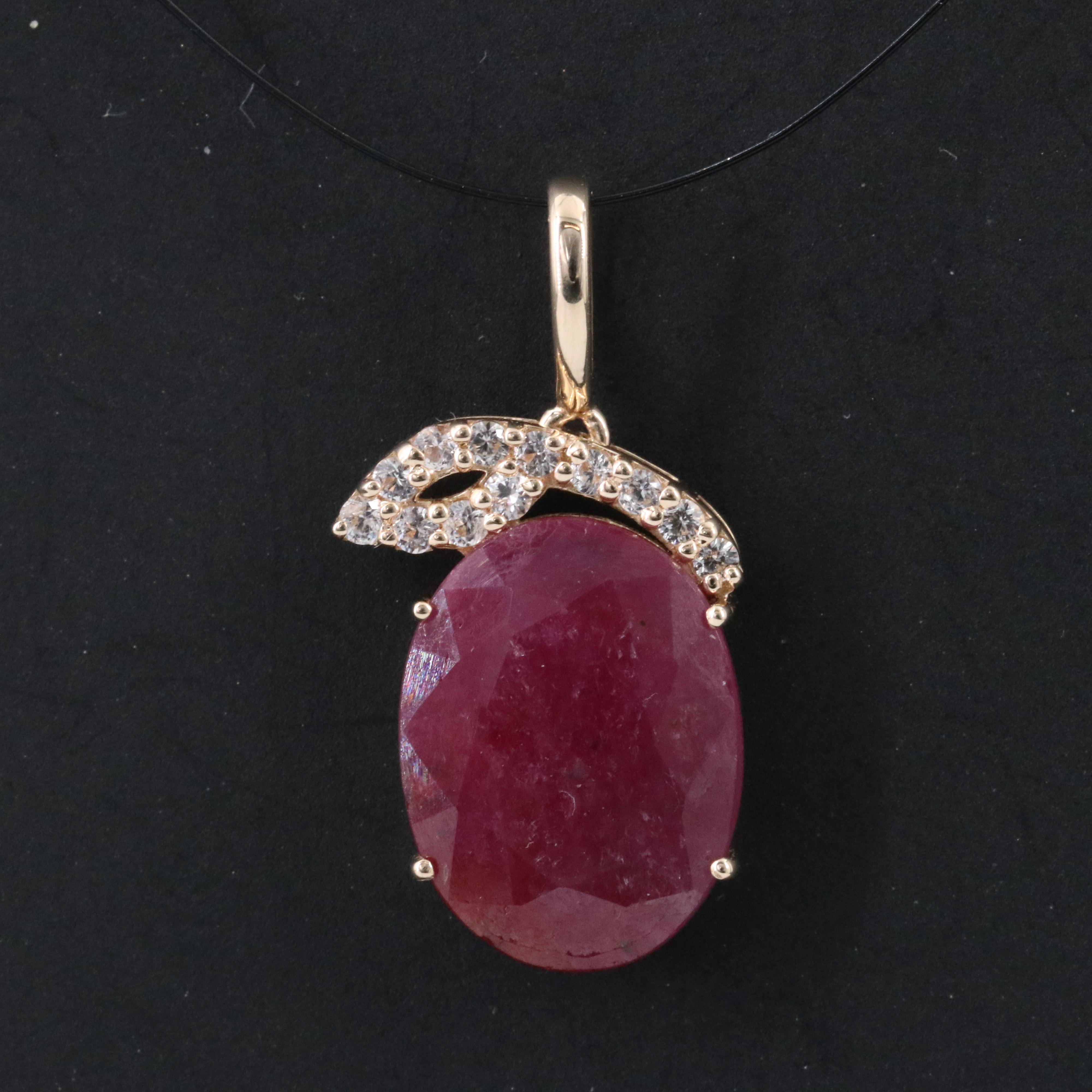 14K 1.96 CT Ruby and White Sapphire Pendant