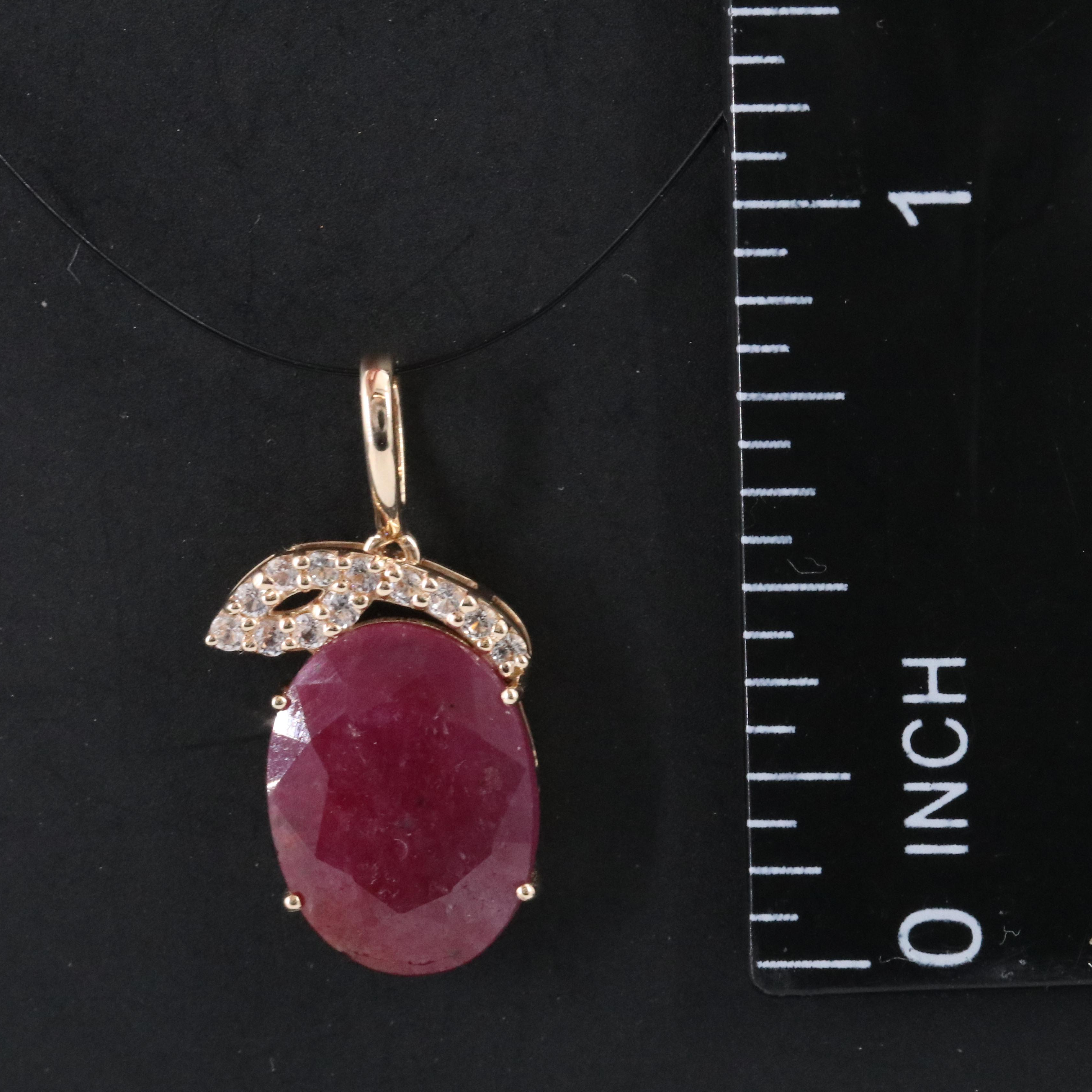 14K 1.96 CT Ruby and White Sapphire Pendant