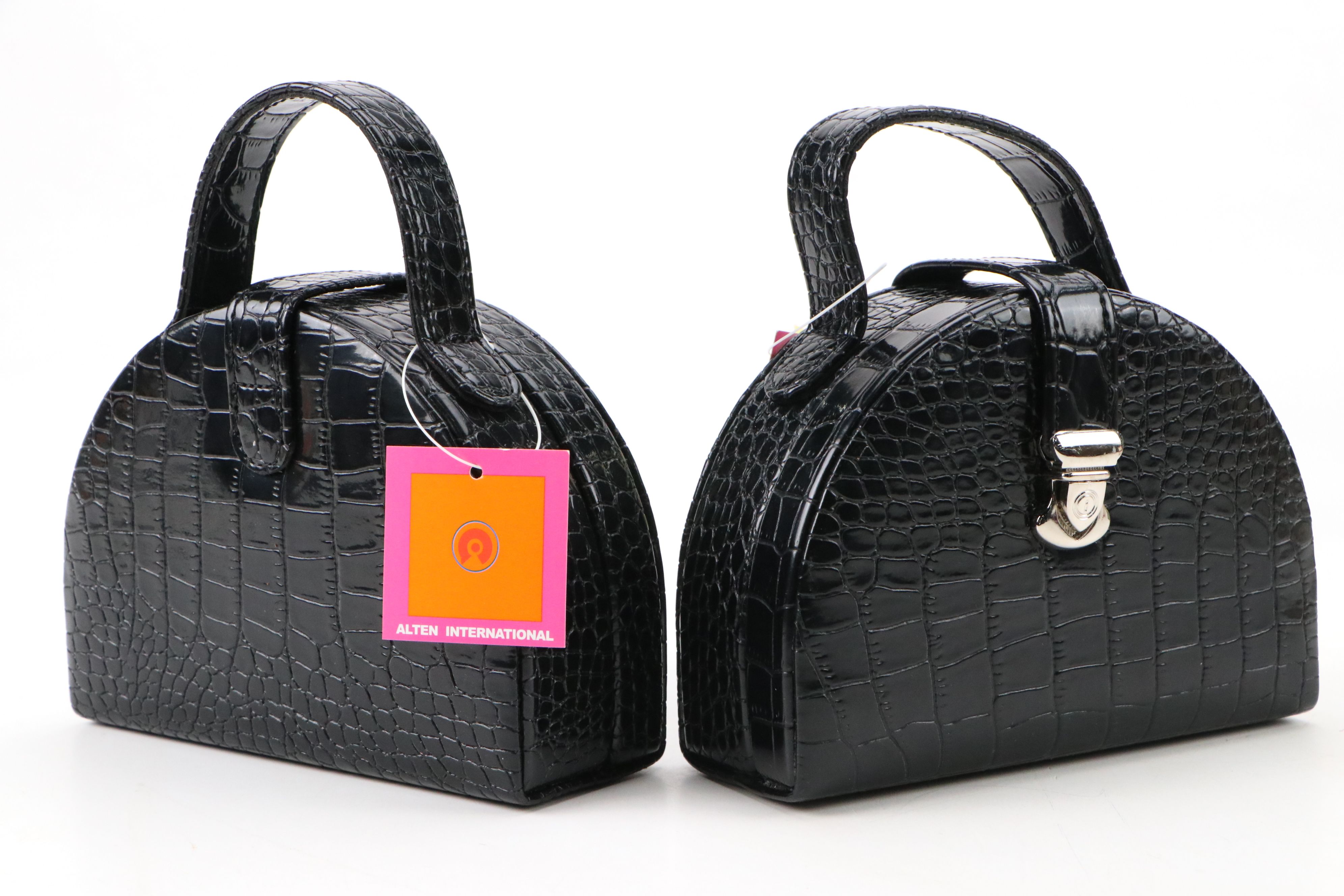 Alten International Faux Embossed Croc Travel Jewelry Boxes