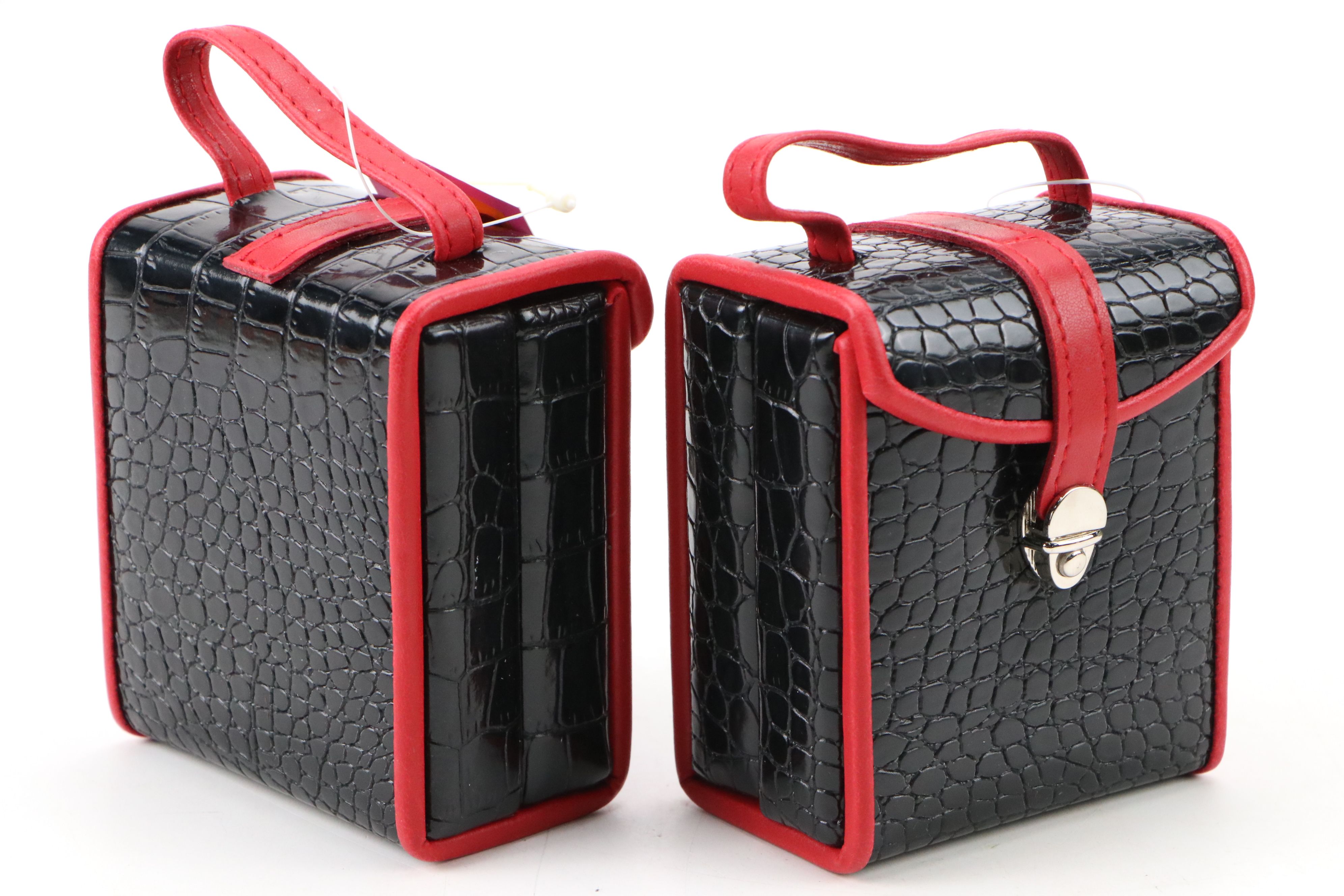 Alten International Faux Embossed Croc Travel Jewelry Boxes
