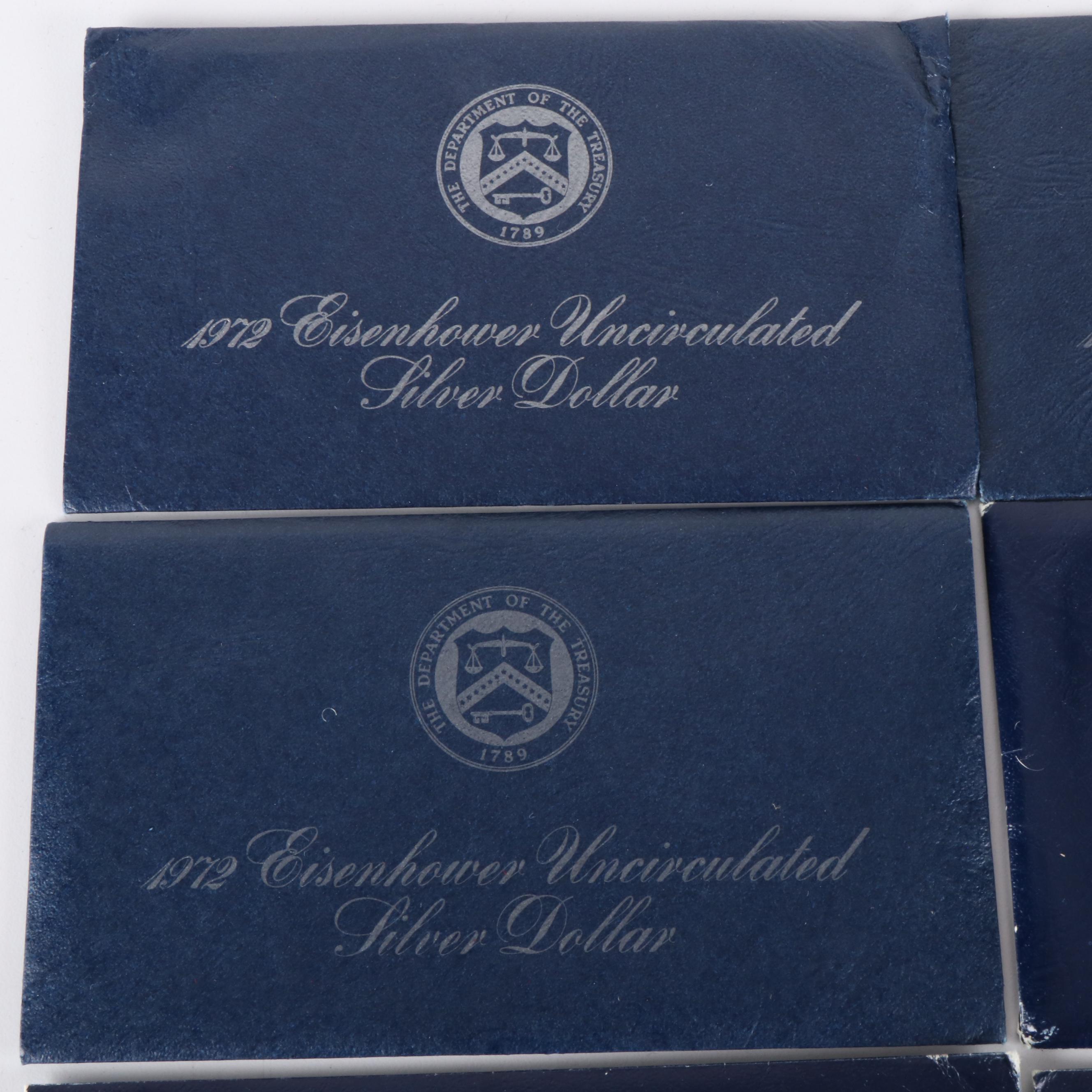 Ten Uncirculated Eisenhower Silver Dollars, 1971 and 1972