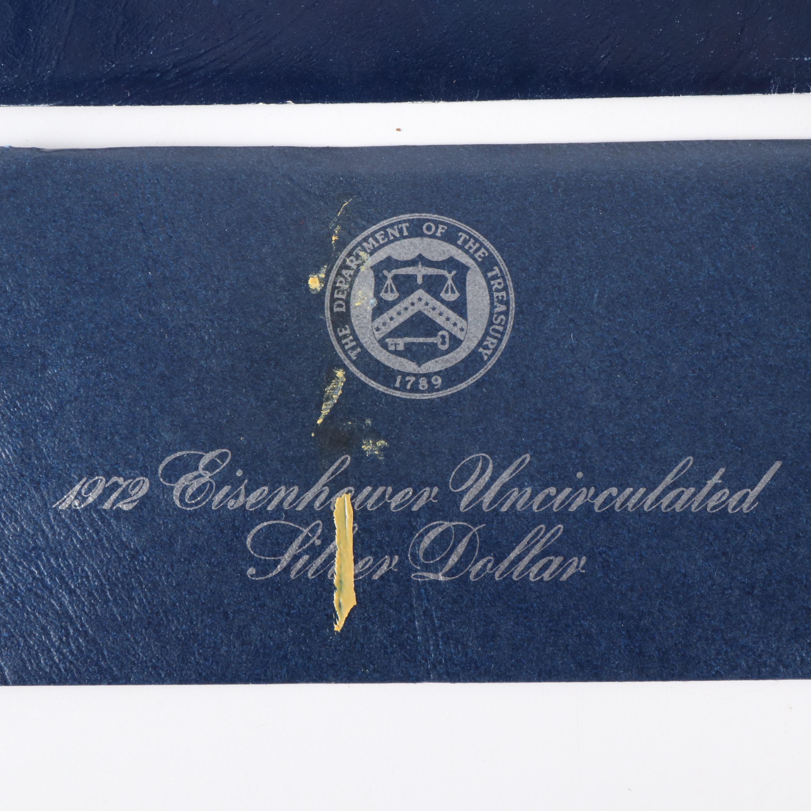 Ten Uncirculated Eisenhower Silver Dollars, 1971 and 1972