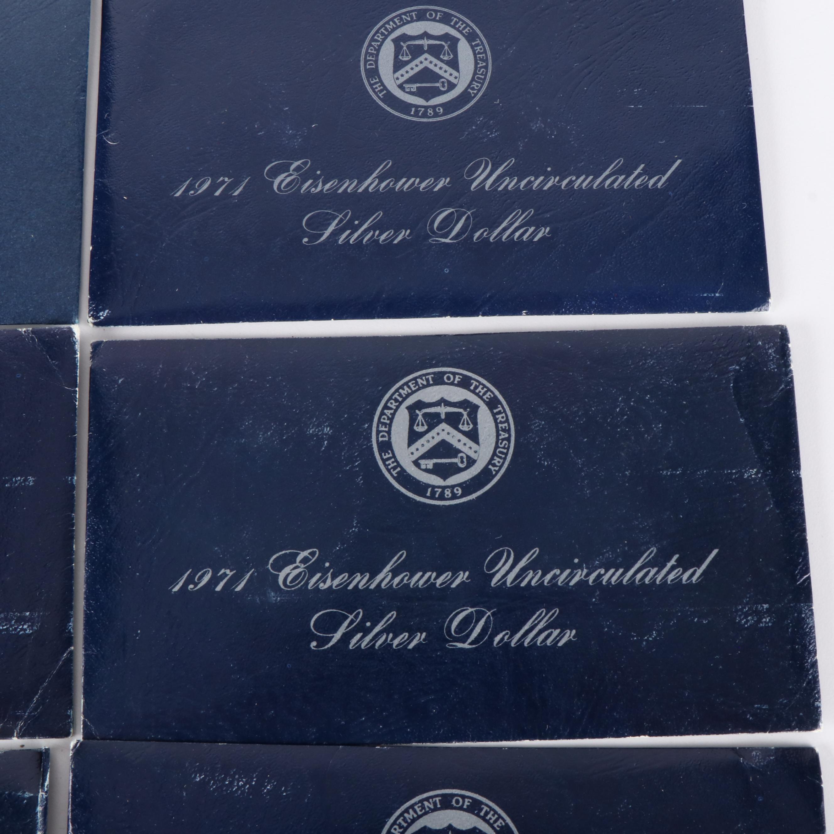 Ten Uncirculated Eisenhower Silver Dollars, 1971 and 1972