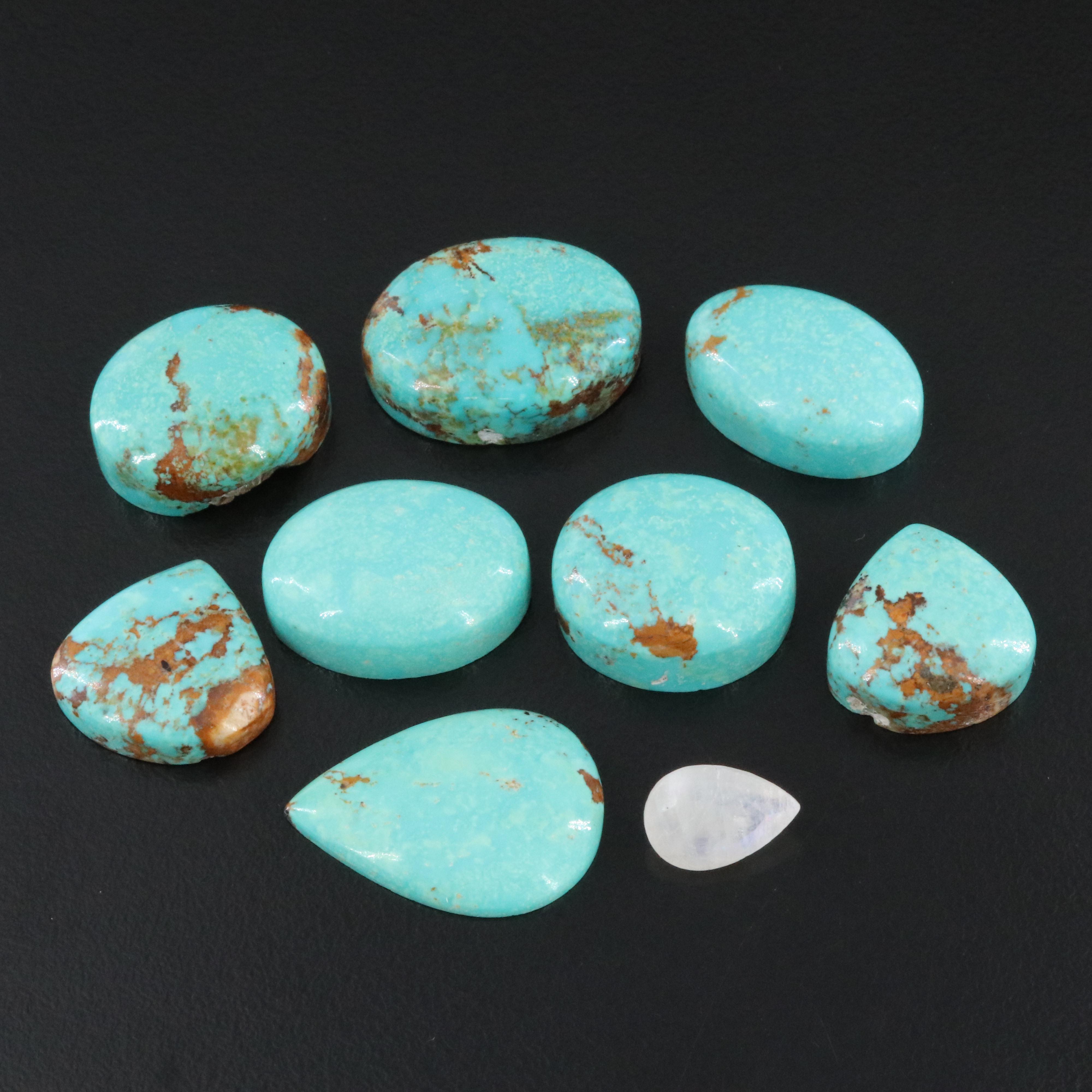 Loose 155.65 CTW Turquoise and Rainbow Moonstone Lot