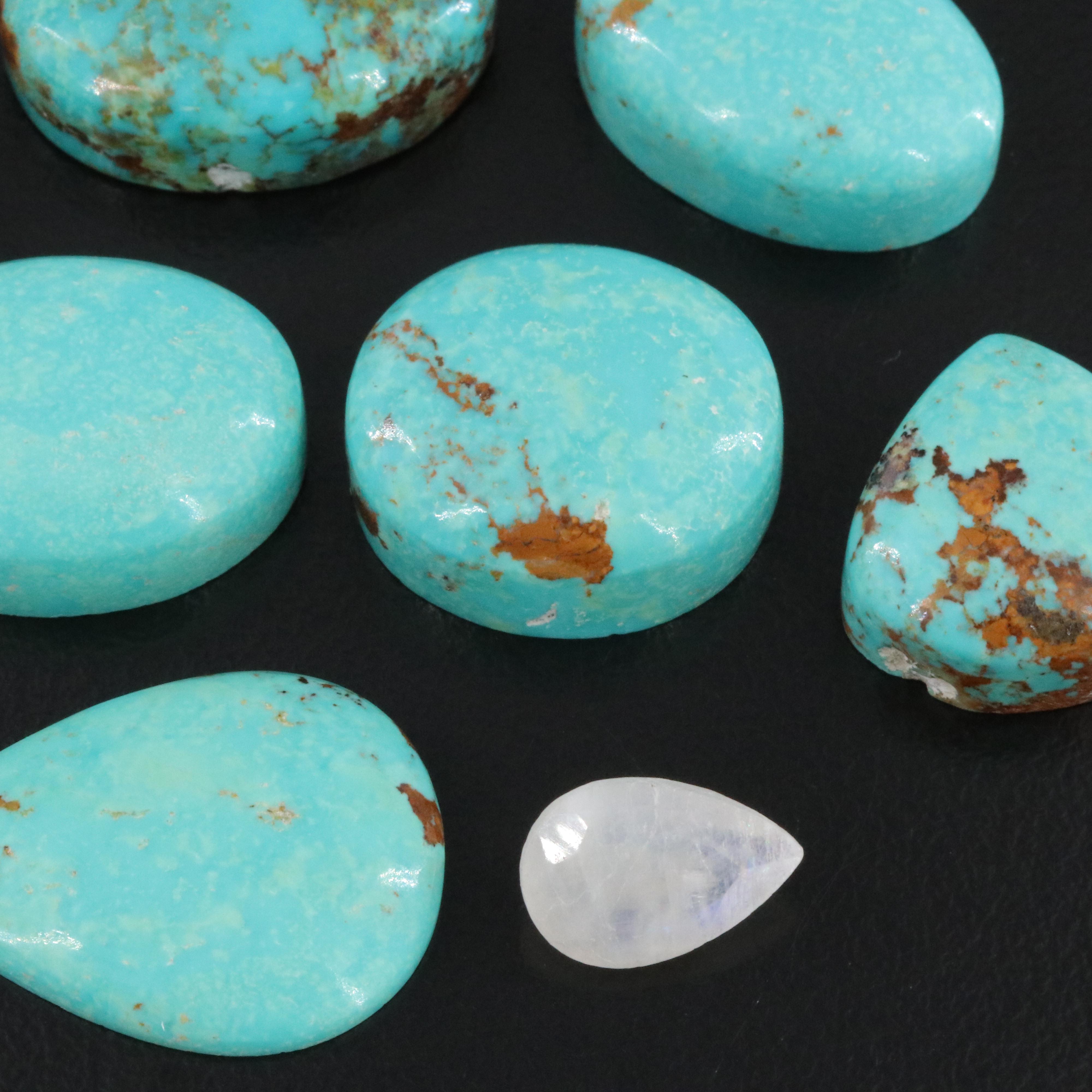 Loose 155.65 CTW Turquoise and Rainbow Moonstone Lot