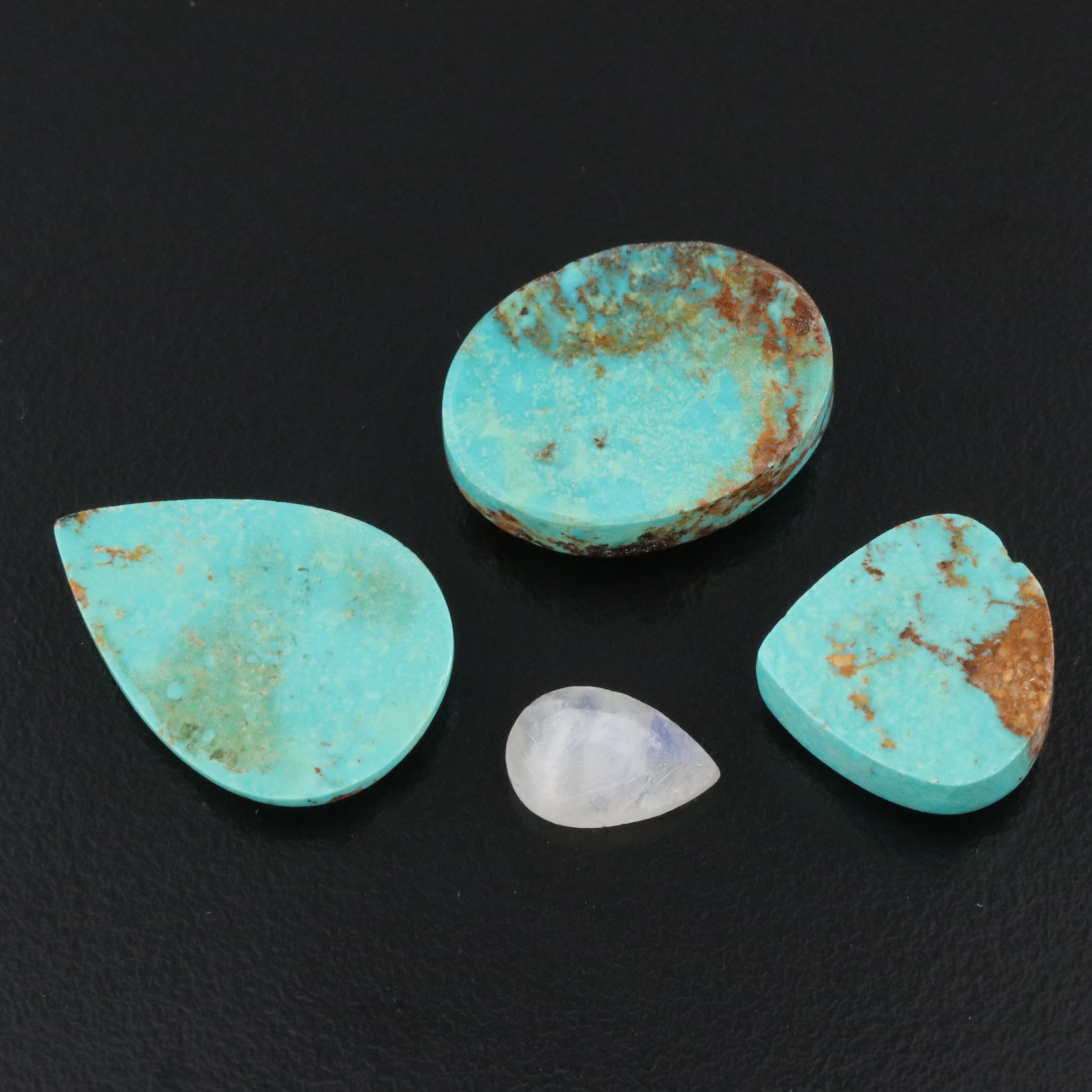 Loose 155.65 CTW Turquoise and Rainbow Moonstone Lot