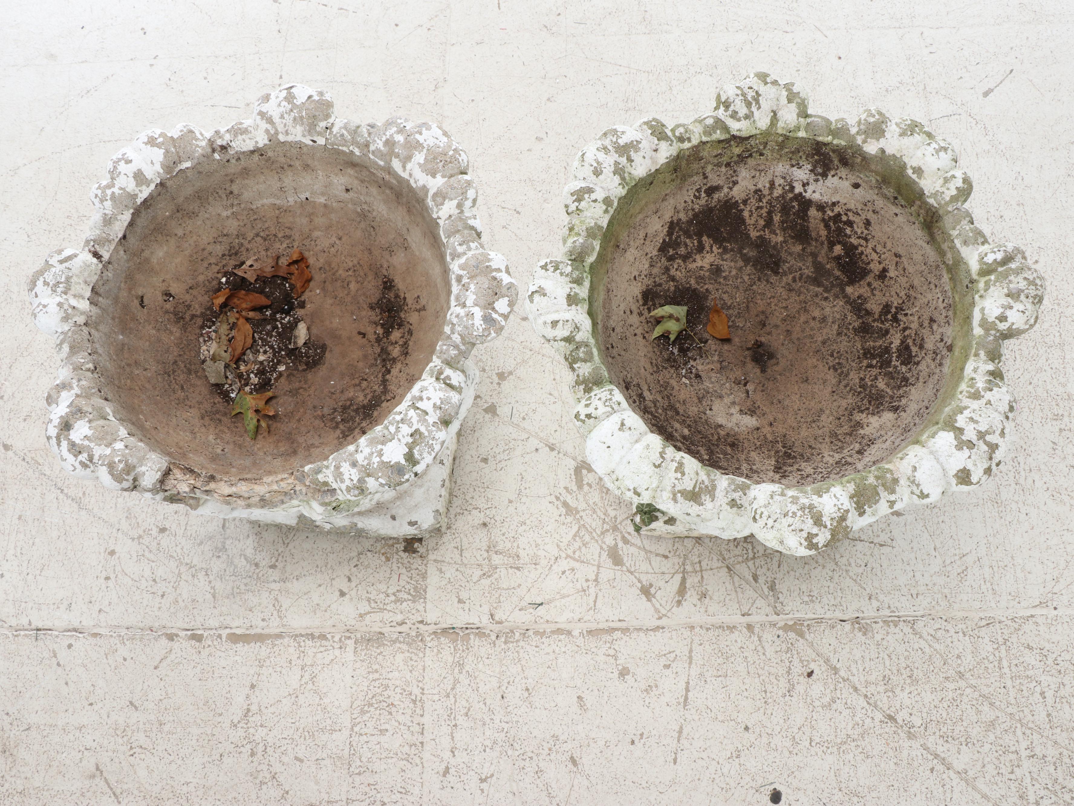 Concrete Pedestal Planters with Buckets and Other Outdoor Décor