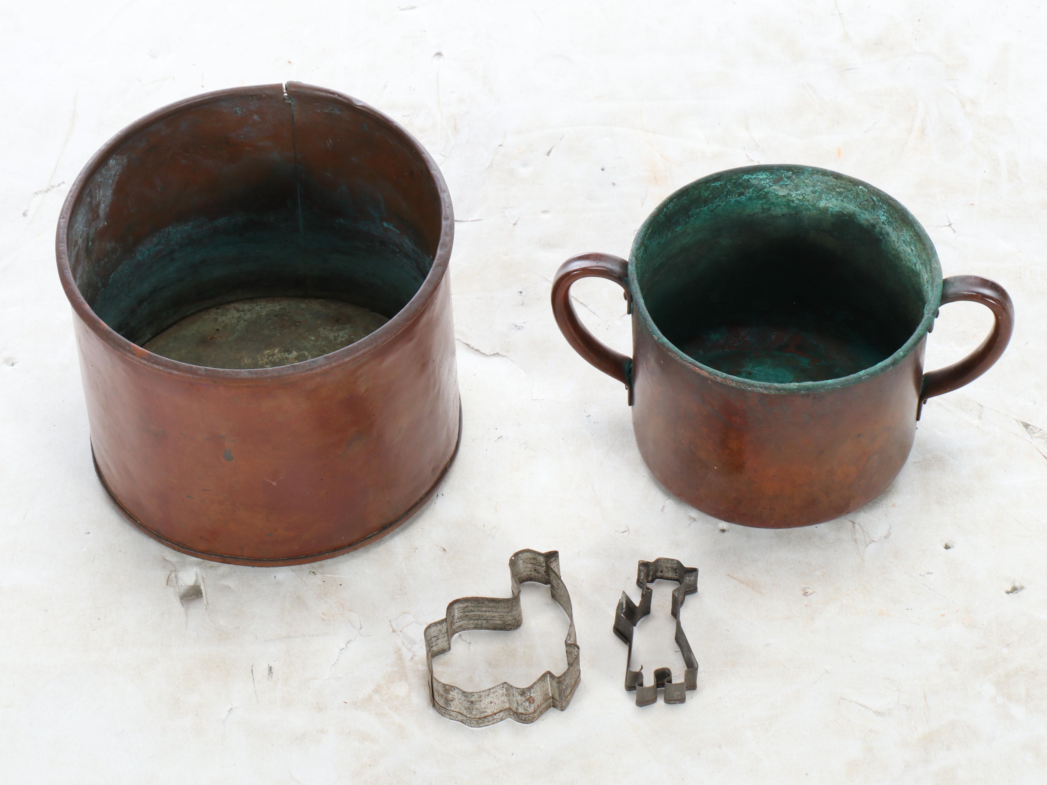 Concrete Pedestal Planters with Buckets and Other Outdoor Décor