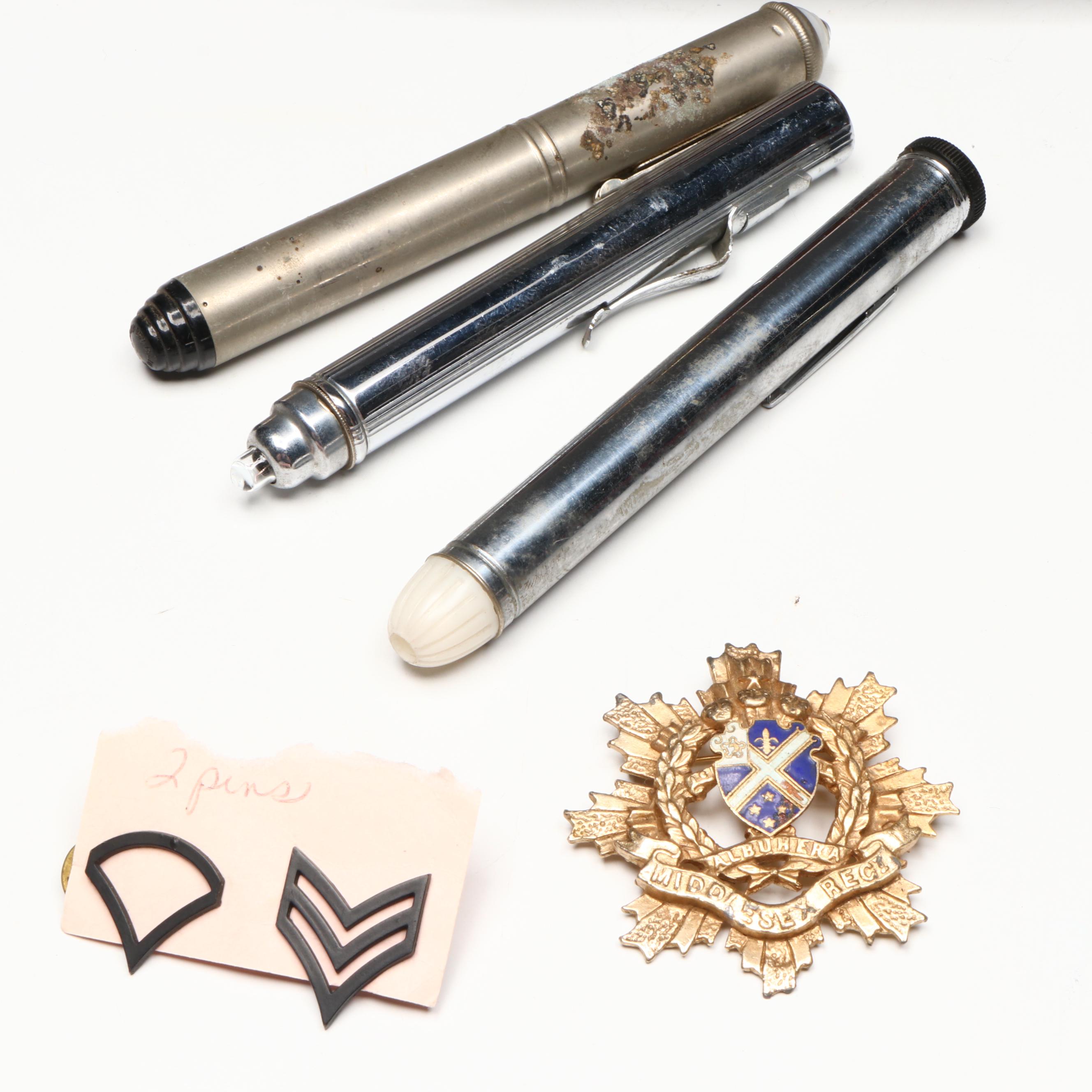 Brass and Carved Wood Set of Steak Knives with Pocketknives and More