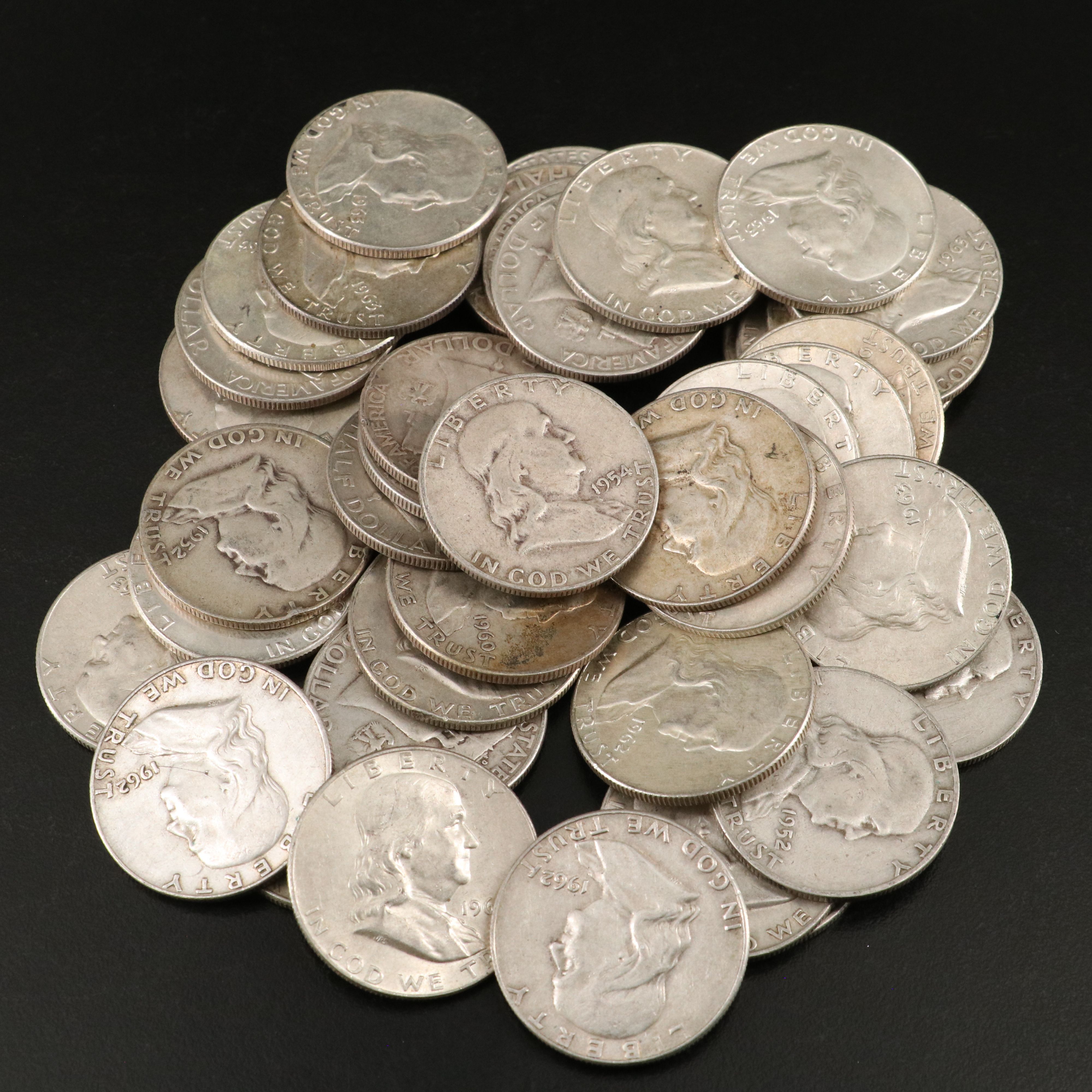 Forty Franklin Silver Half Dollars