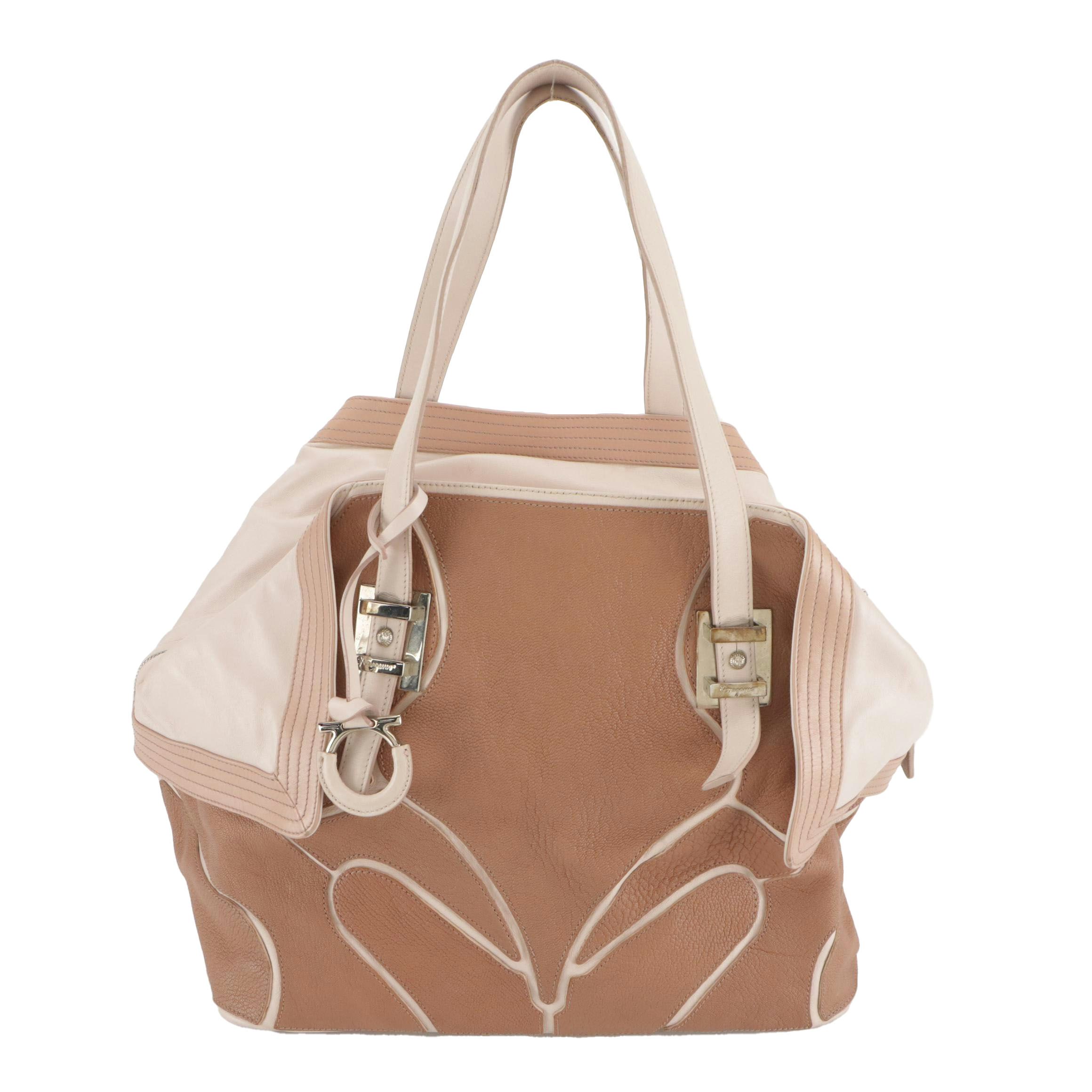 Salvatore Ferragamo Folded Corner Origami Satchel in Multi-Tonal Pieced Leather