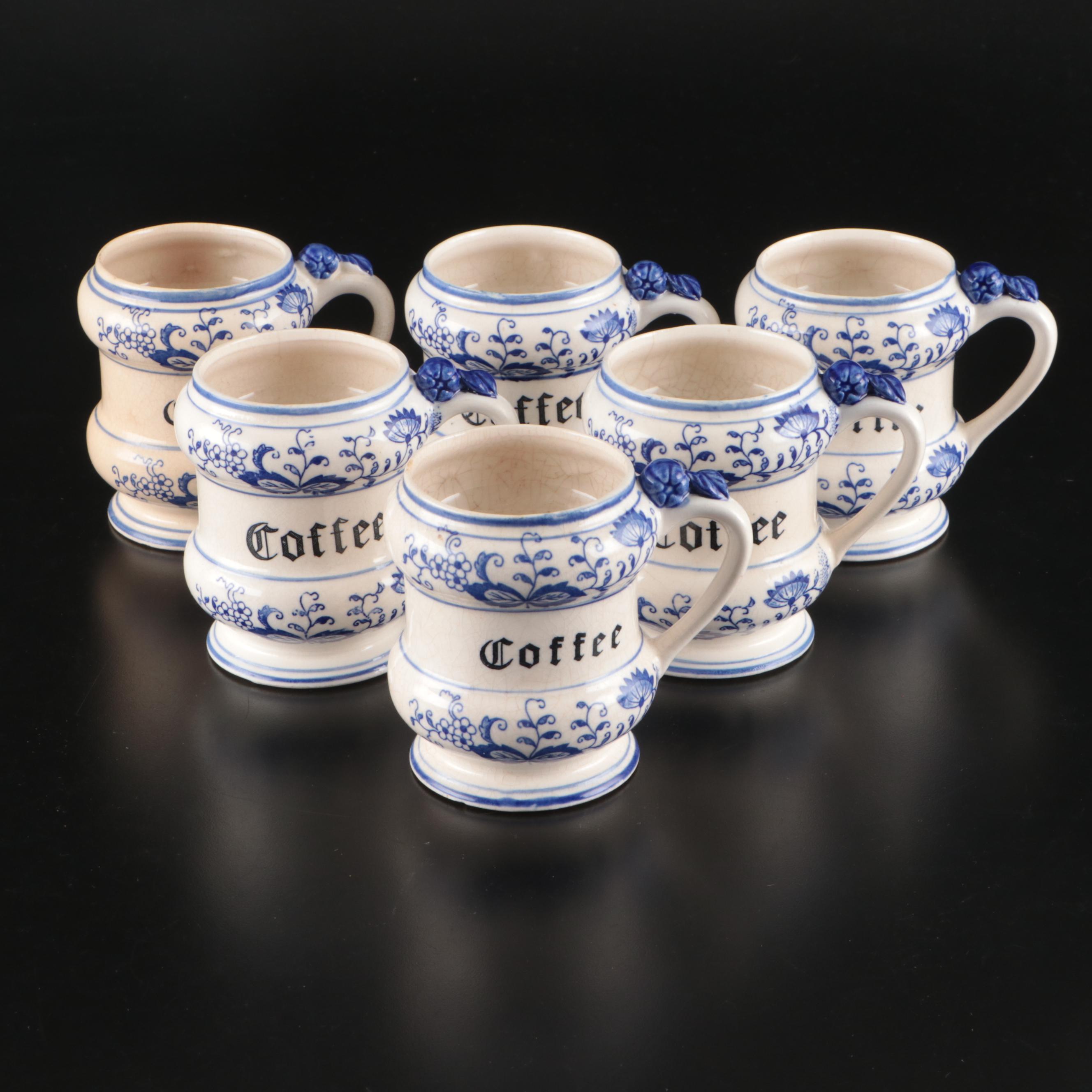 East German Kalk "Blue Onion" Porcelain Coffee Mugs