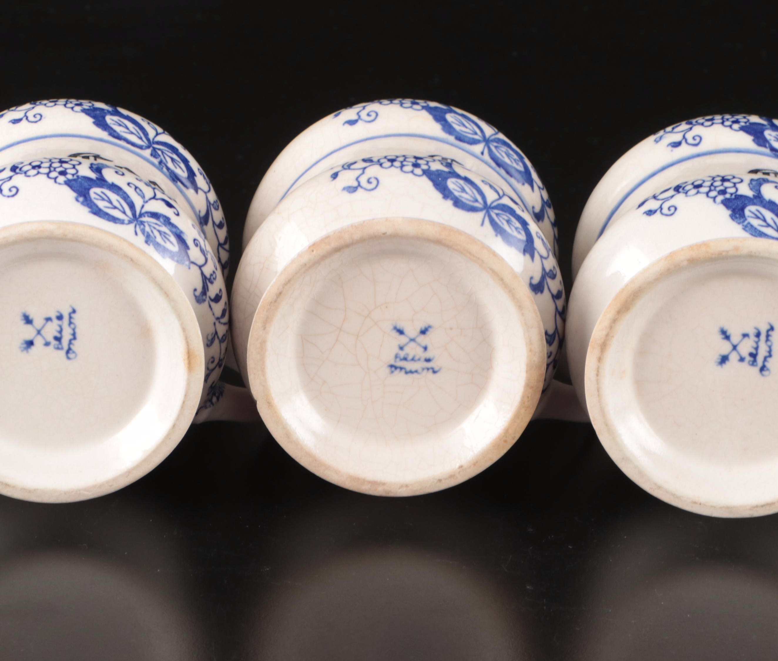 East German Kalk "Blue Onion" Porcelain Coffee Mugs