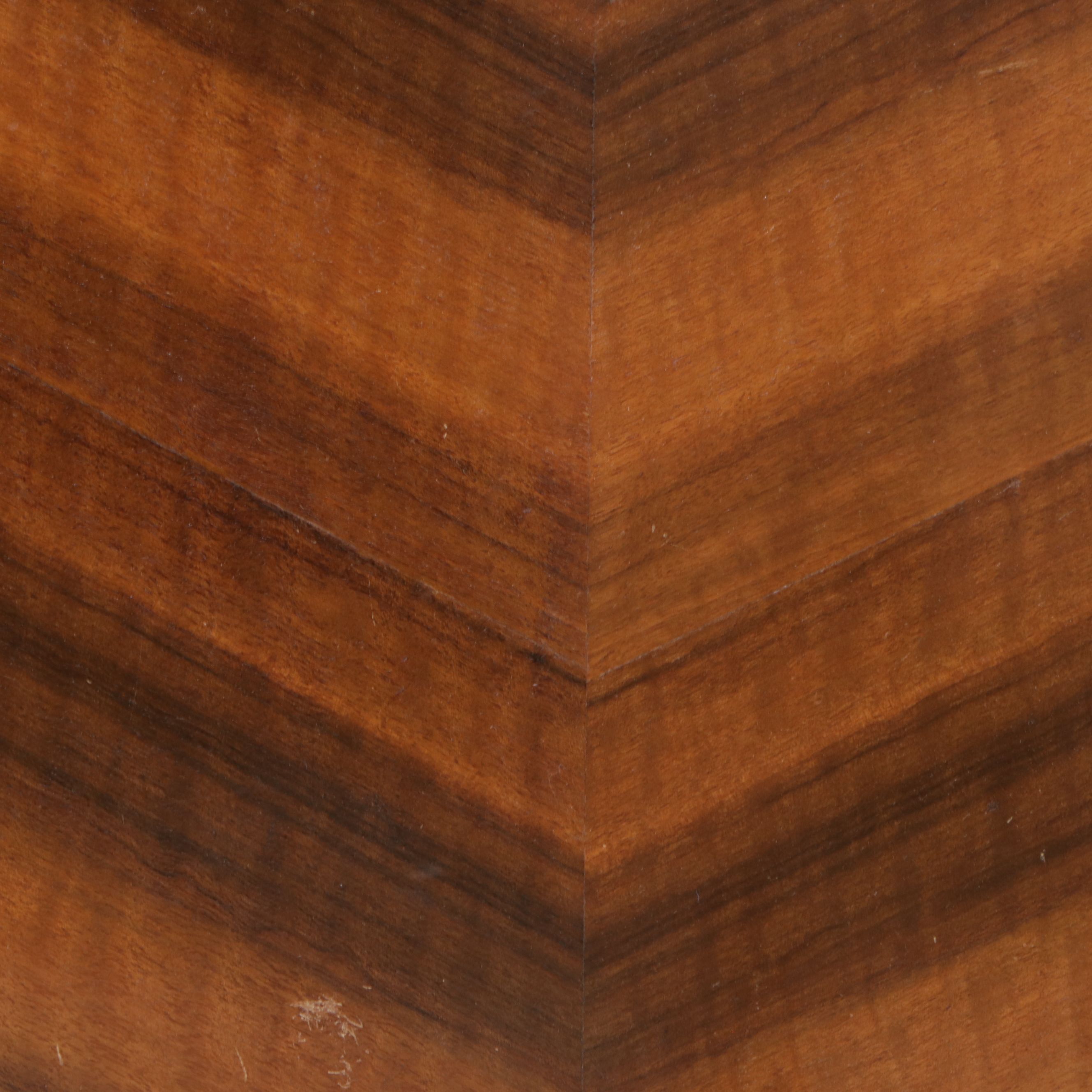 French Art Deco Style Waterfall Veneer and Mixed Wood Headboard, Early 20th C.