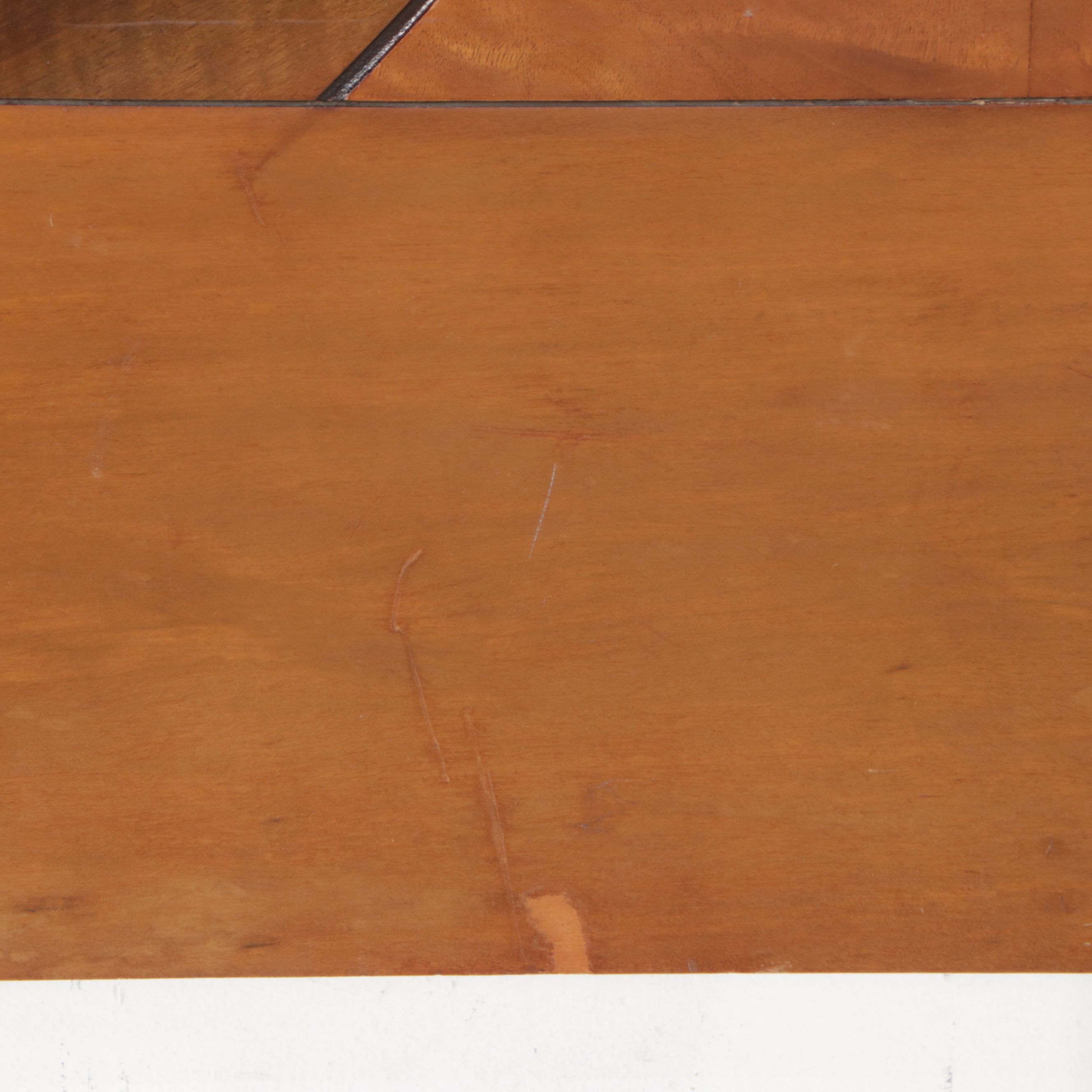 French Art Deco Style Waterfall Veneer and Mixed Wood Headboard, Early 20th C.