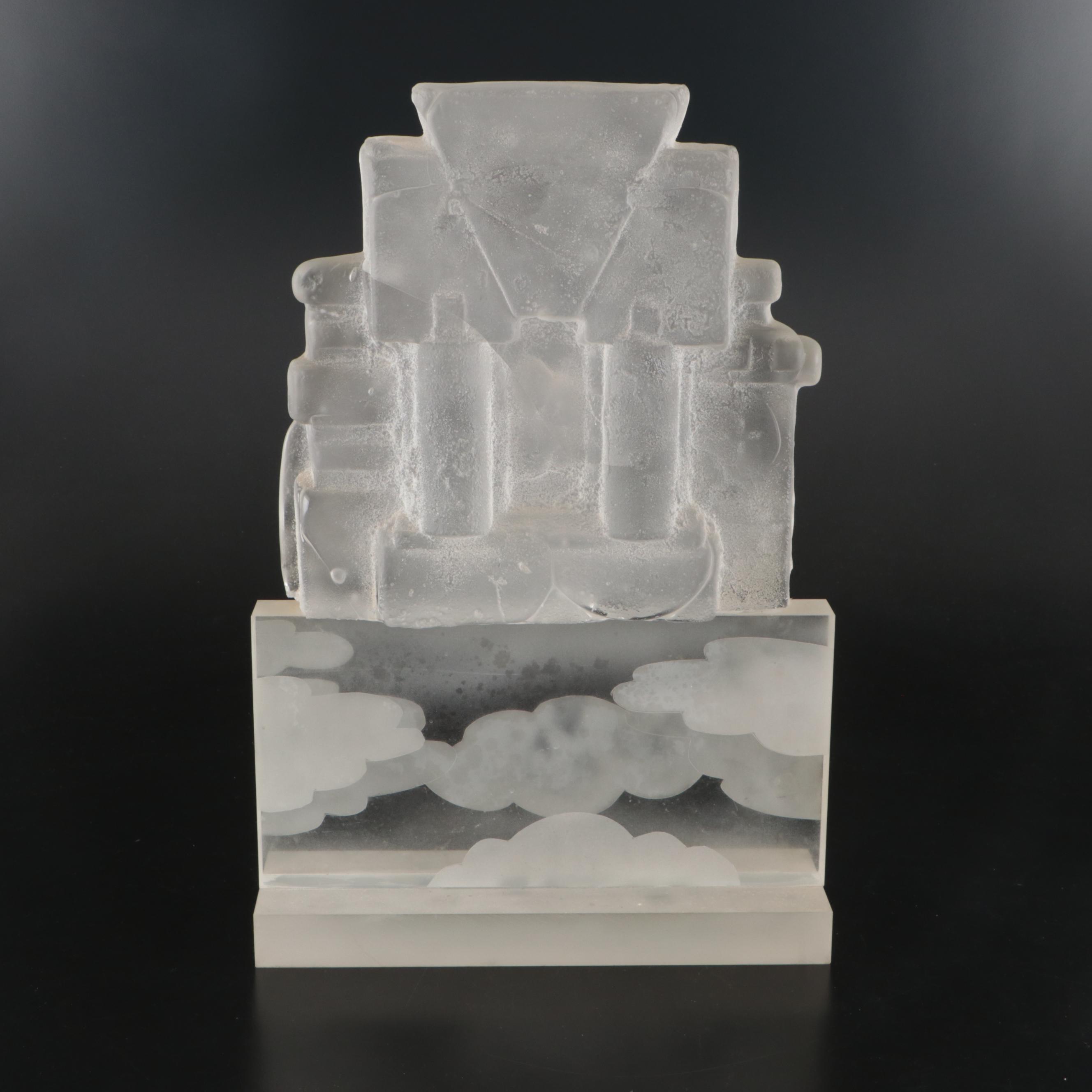 Abstract Architectural Sand-Cast Glass Sculpture