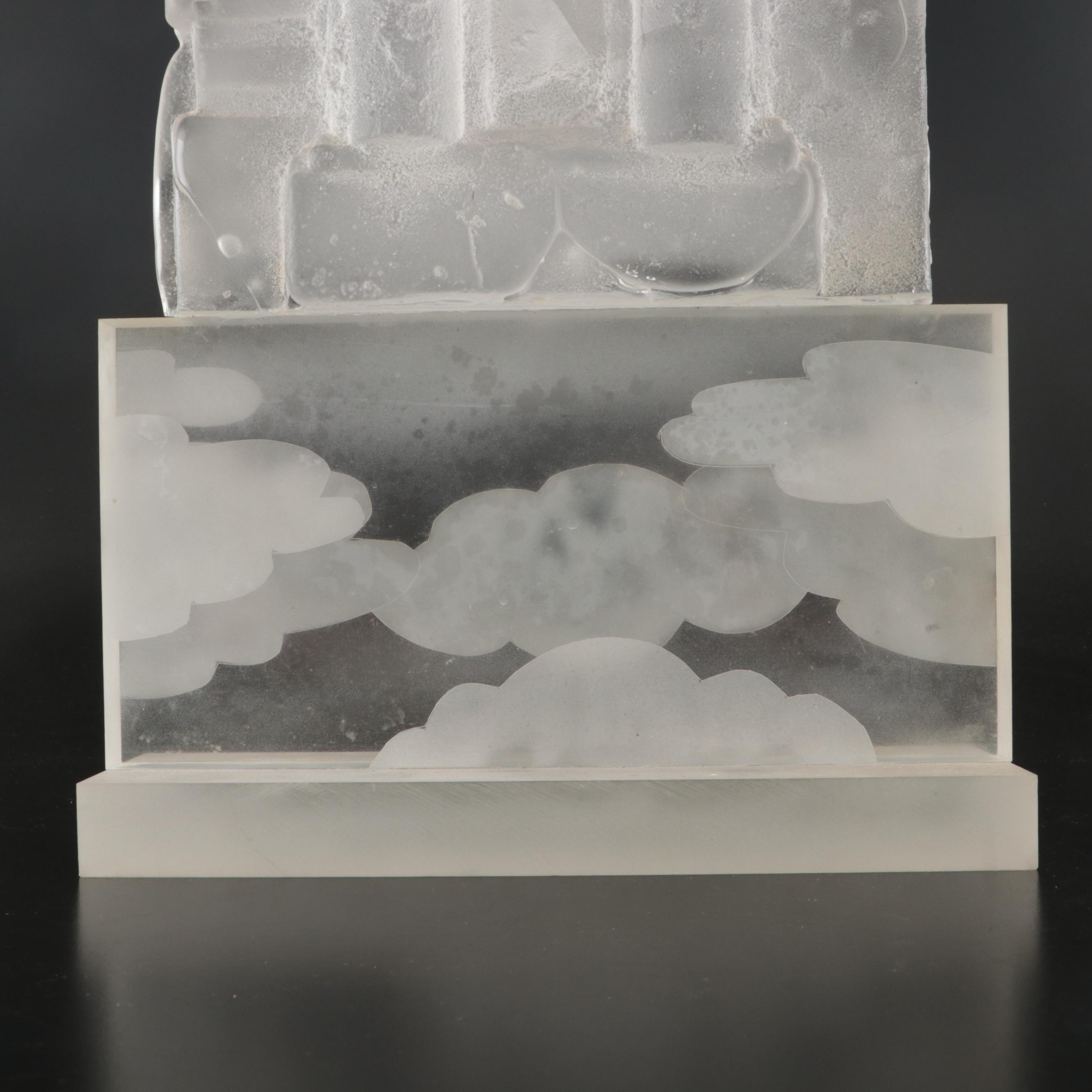 Abstract Architectural Sand-Cast Glass Sculpture