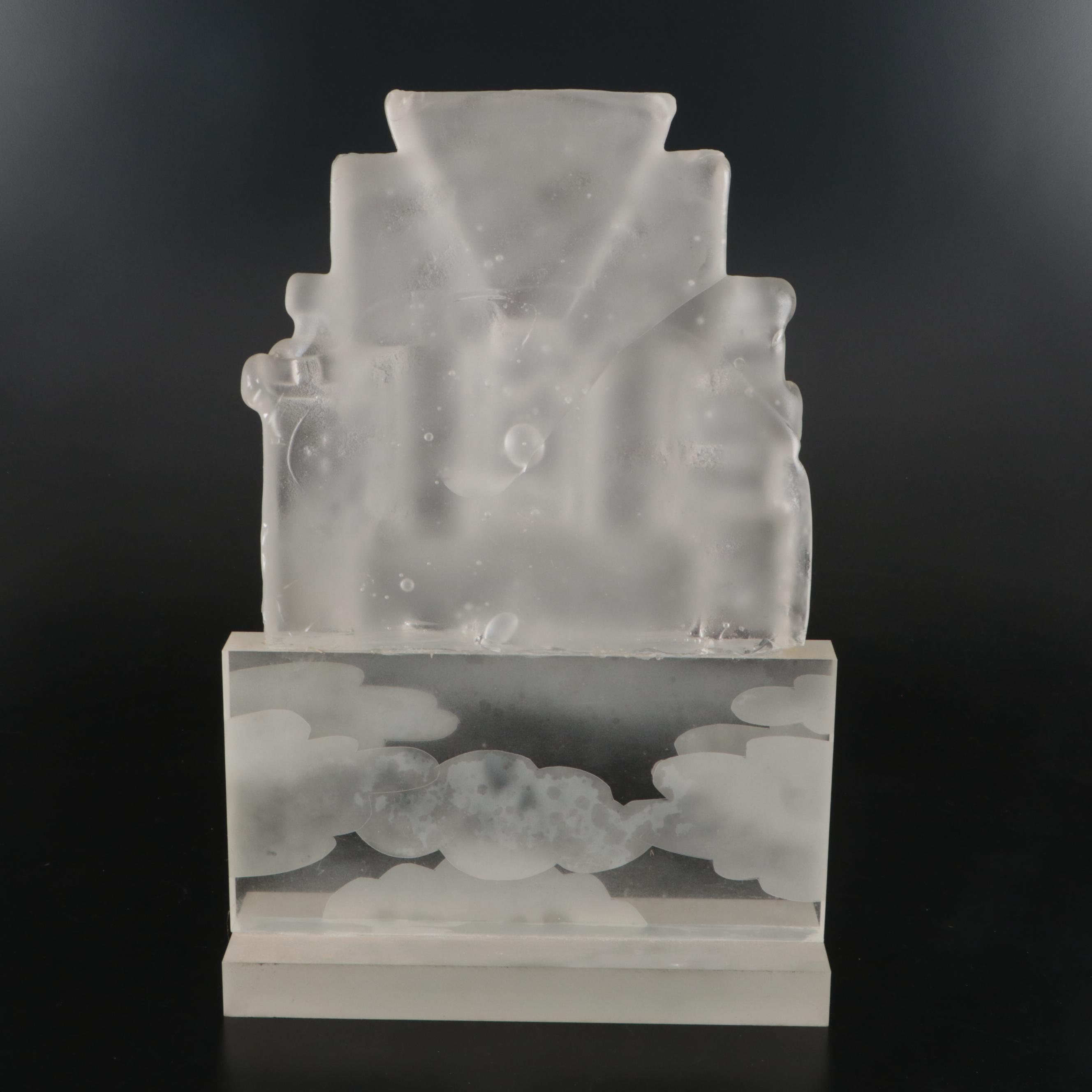 Abstract Architectural Sand-Cast Glass Sculpture