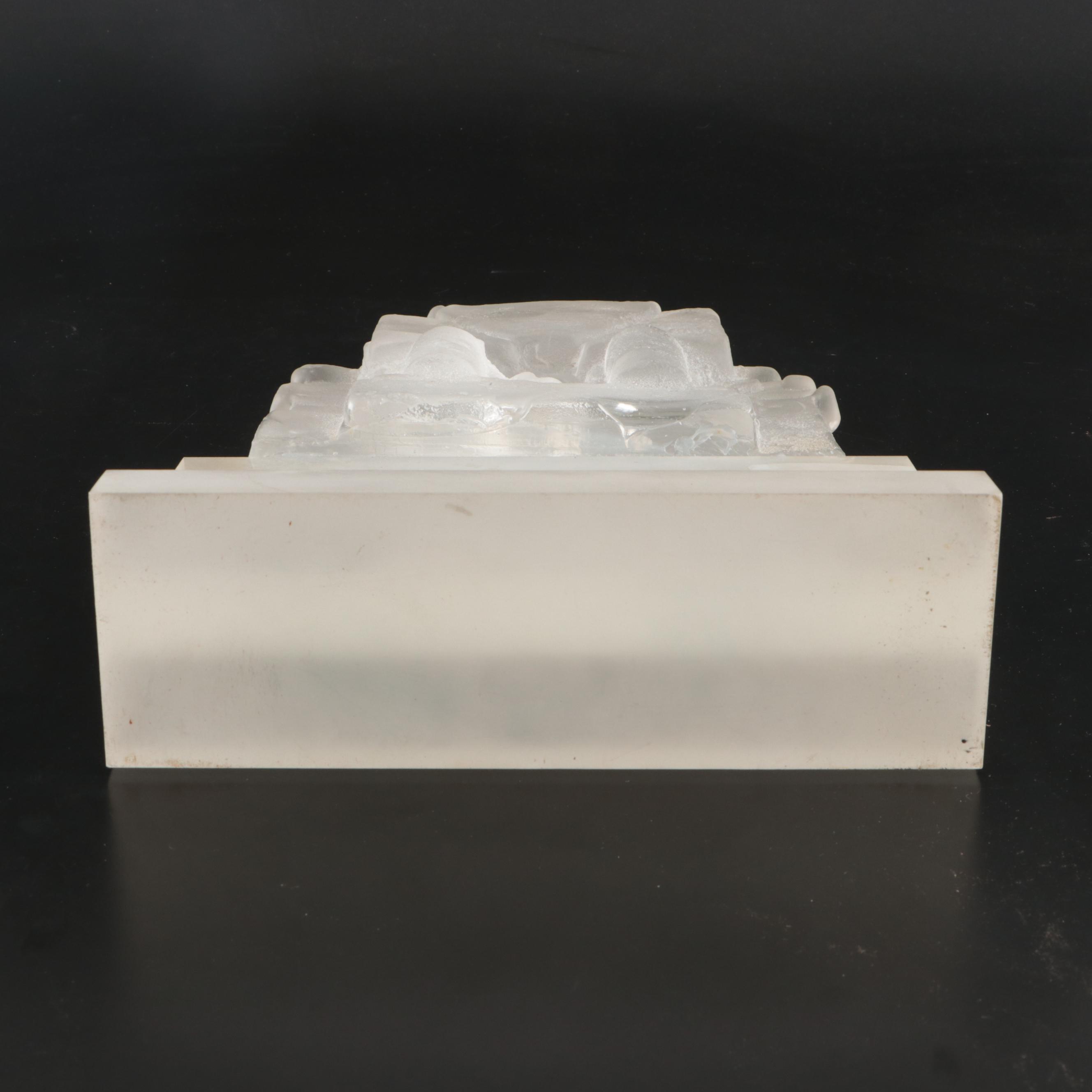 Abstract Architectural Sand-Cast Glass Sculpture