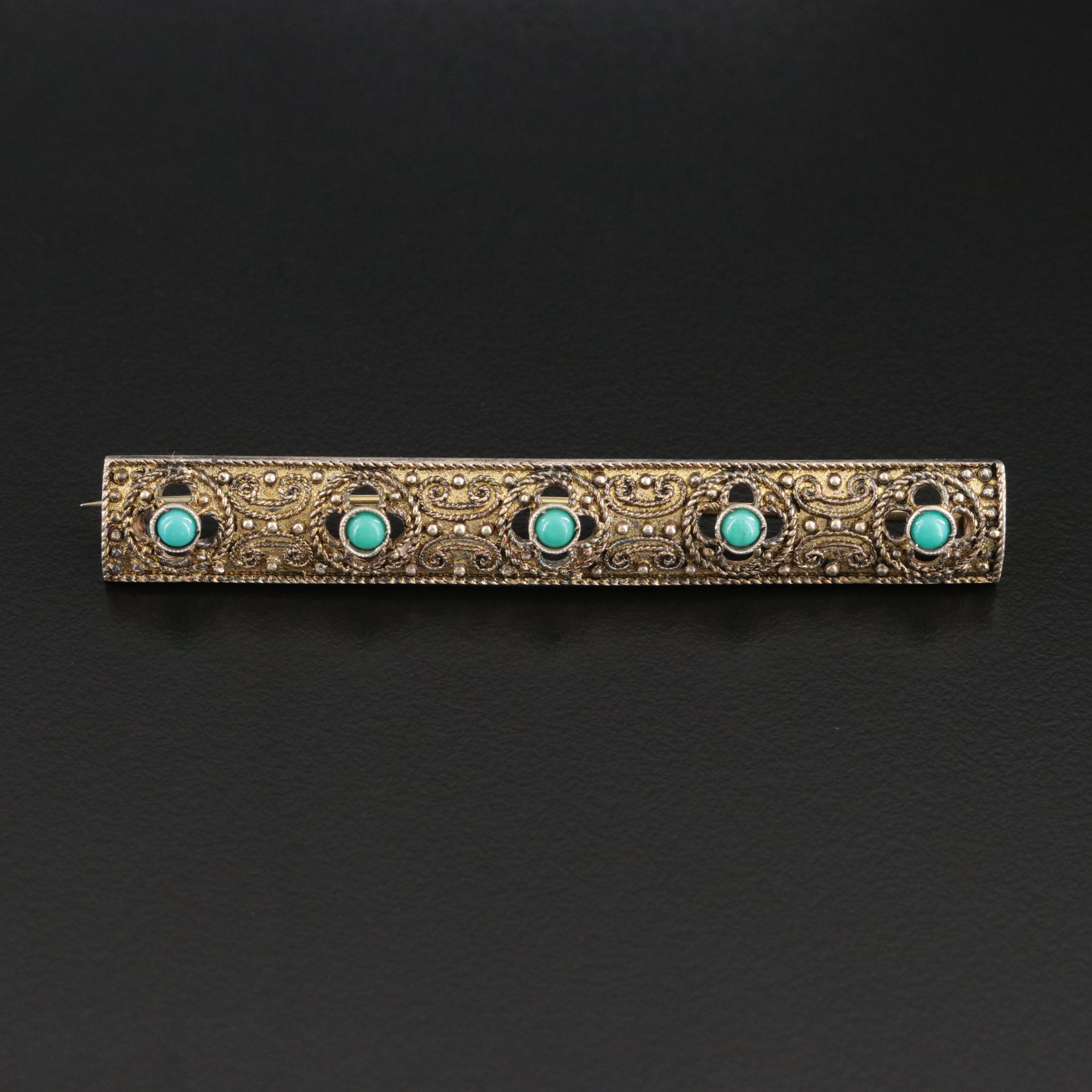 Antique Theodore Fahrner Sterling Turquoise Bar Pin