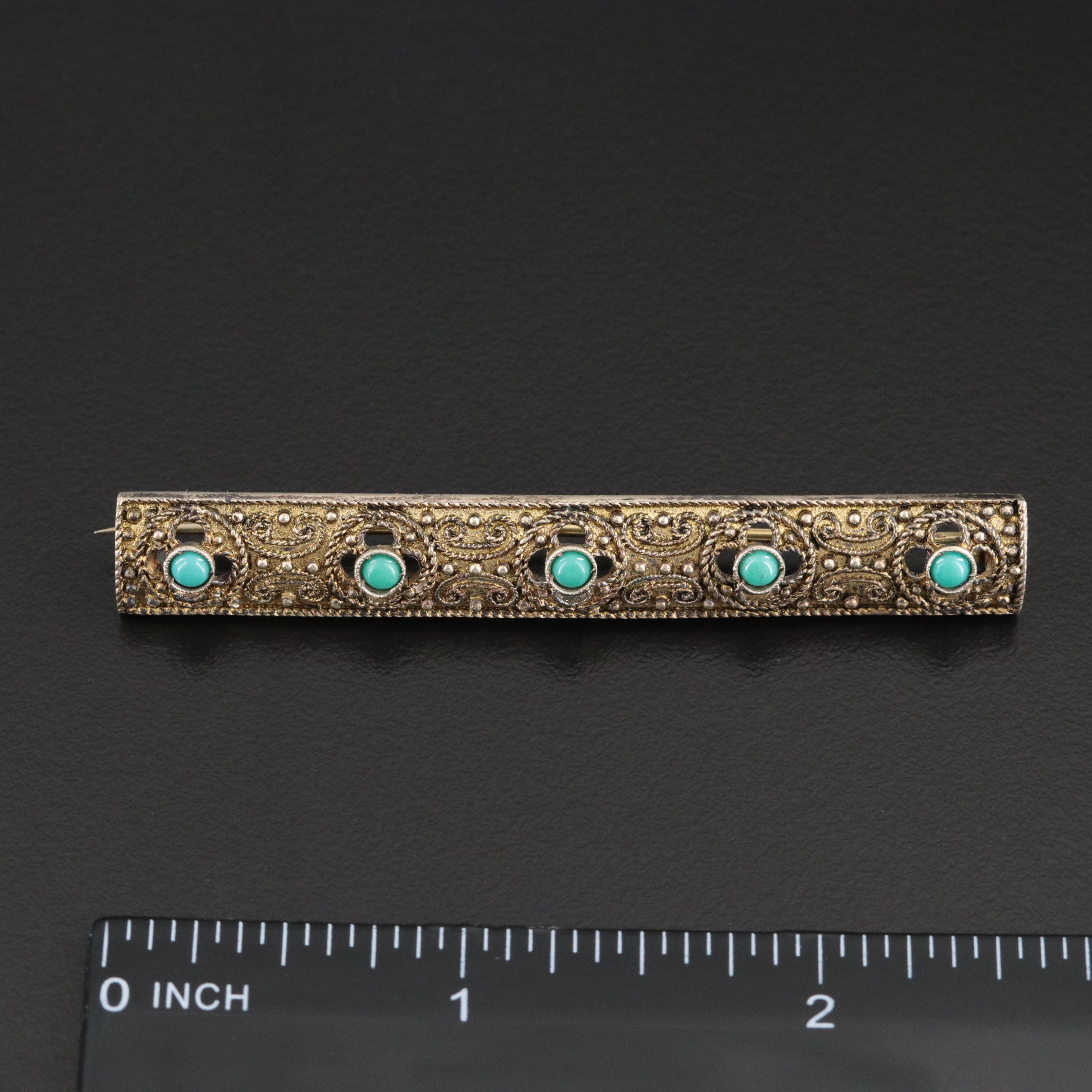 Antique Theodore Fahrner Sterling Turquoise Bar Pin