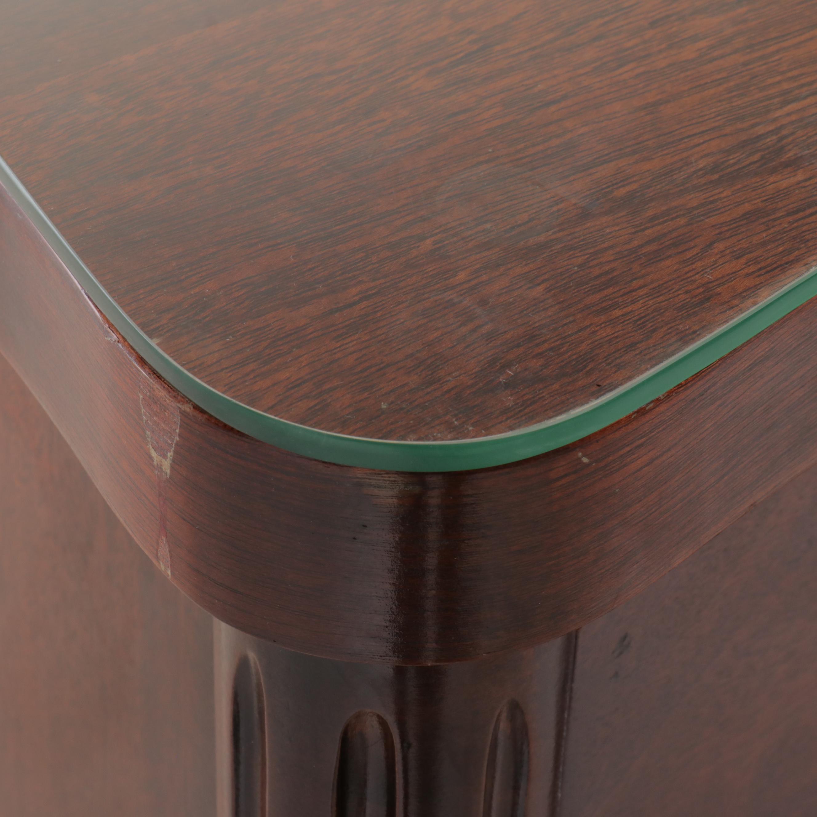 Serpentine Front Mahogany Buffet with Glass Top