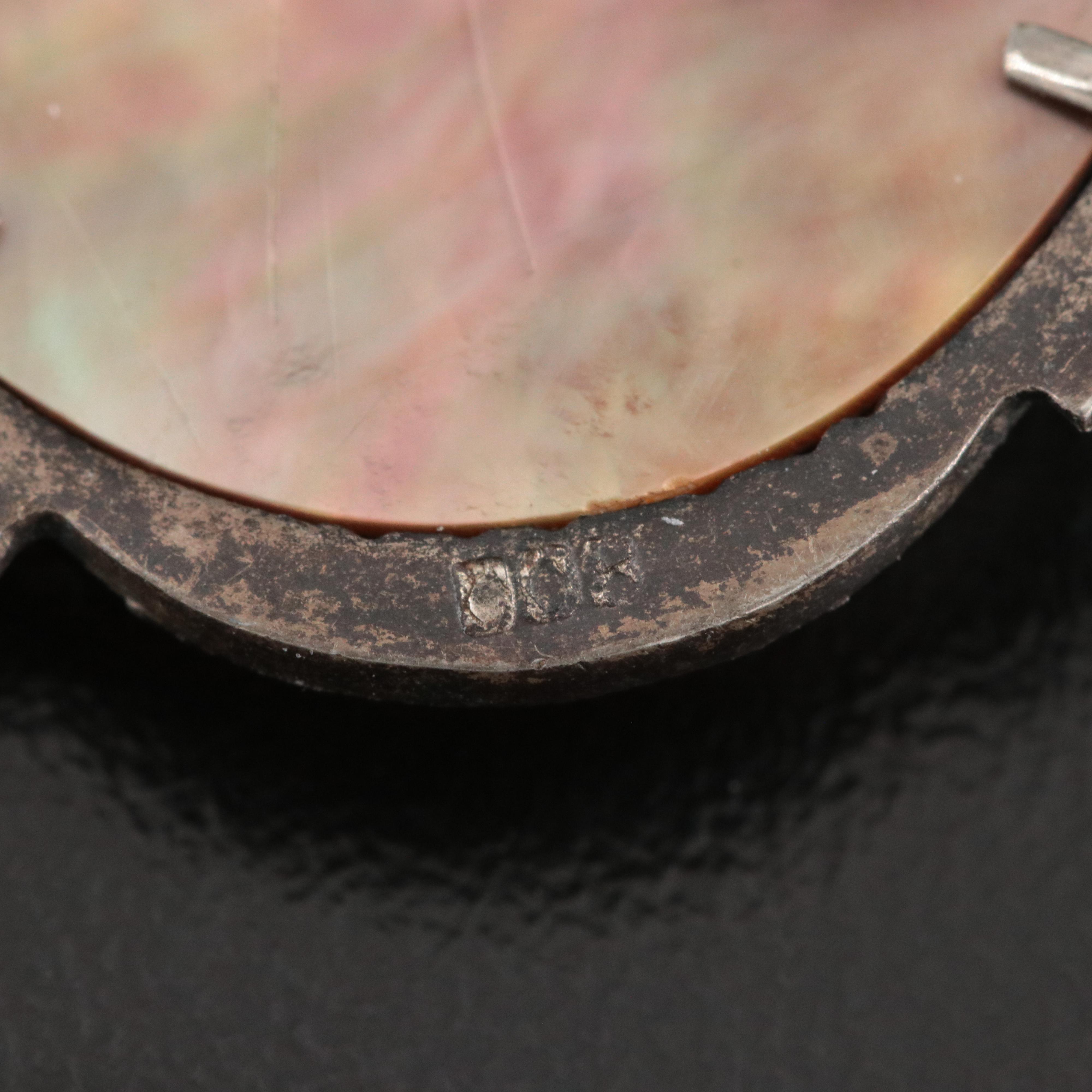 Vintage 800 Silver Mother-of-Pearl and Shell Goddess Artemis Converter Brooch