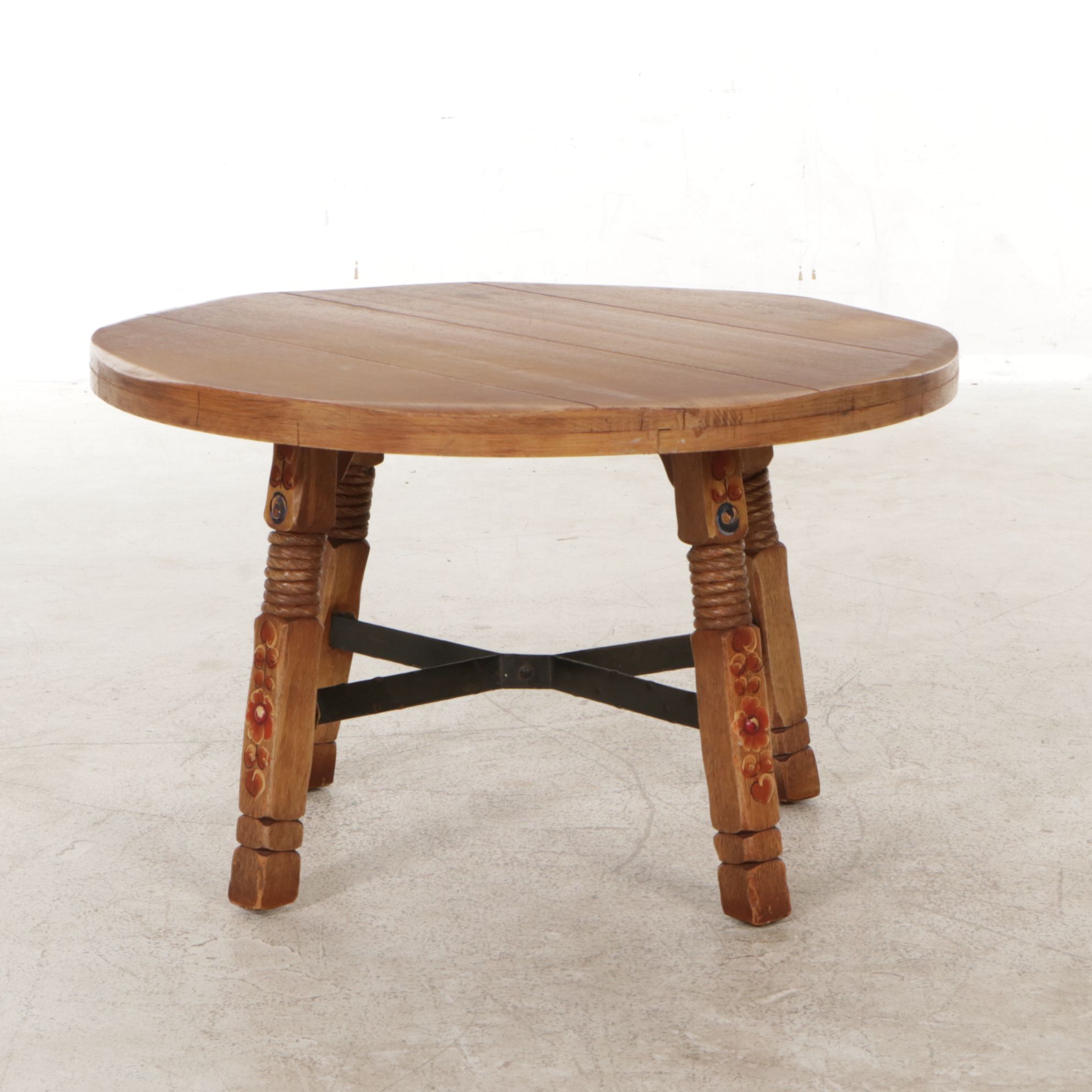 Coronado Southwestern Style Coffee Table with Hand Painted Flowers