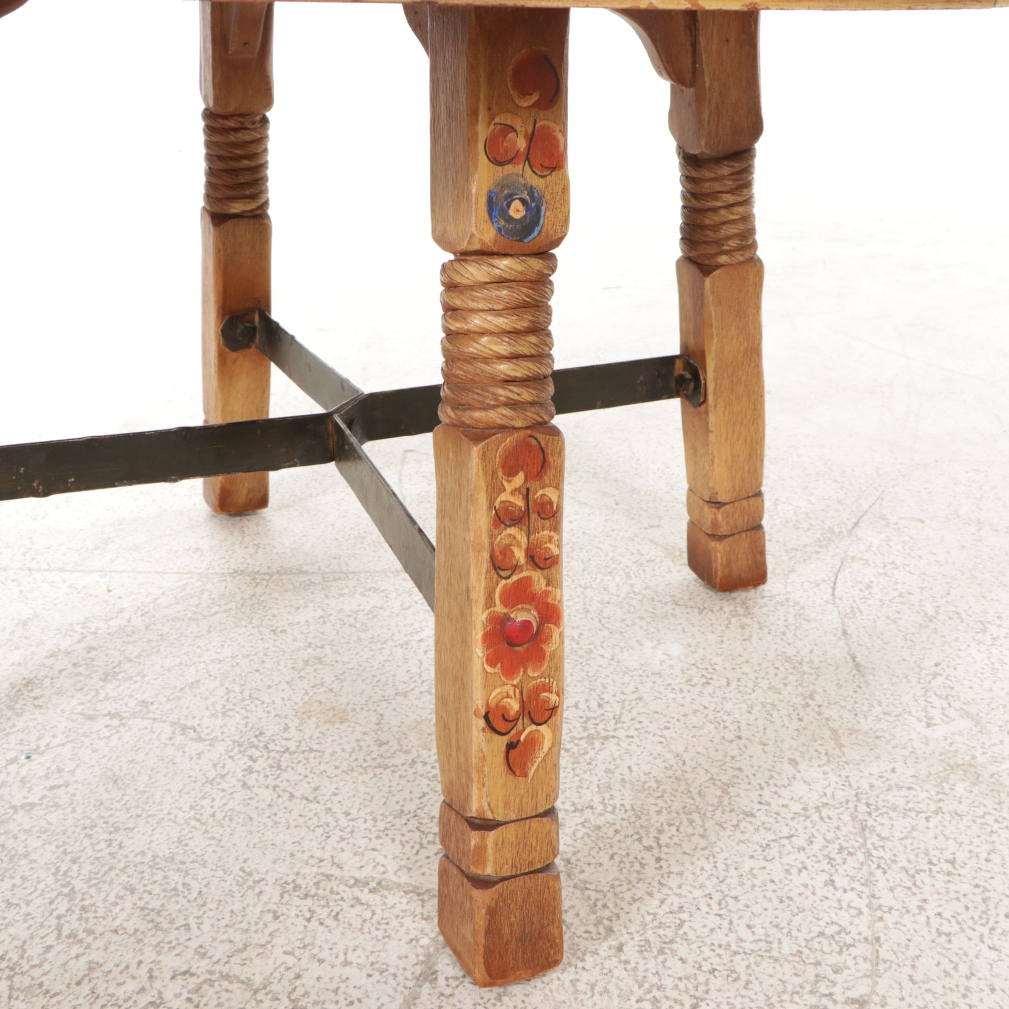 Coronado Southwestern Style Coffee Table with Hand Painted Flowers