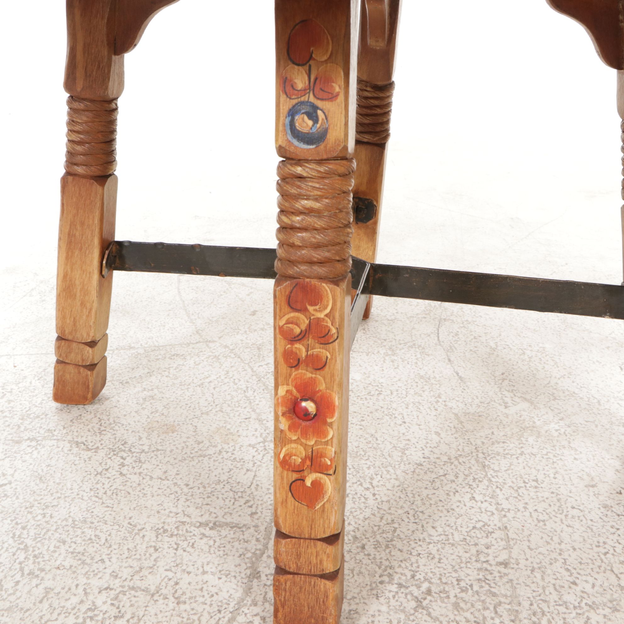 Coronado Southwestern Style Coffee Table with Hand Painted Flowers